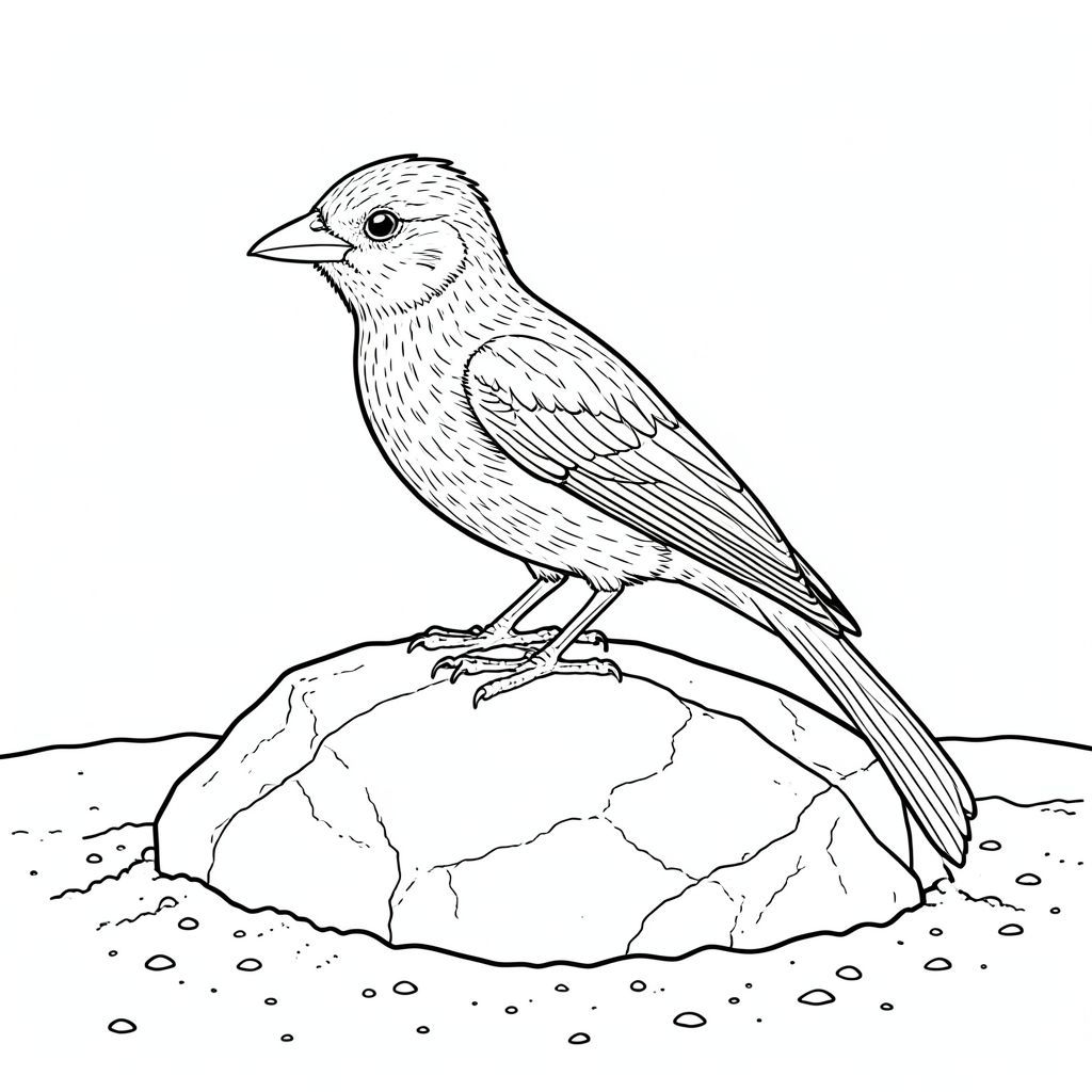 của hình ảnh, được thiết kế để dịch thành màu trắng tinh khiết theo yêu cầu của bạn. Tôi sẽ tập trung vào việc truyền tải chi tiết và bầu không khí. Mô tả hình ảnh: Hình ảnh là một bức ảnh góc hơi thấp, được đóng khung chặt chẽ của một con chim sẻ xương rồng duy nhất, được hình thành hoàn hảo, - chim sẻ xương rồng đậu trên đỉnh một tảng đá sa thạch bị phong hóa. Tảng đá bị che khuất một phần bởi một lớp cát khô dày - sa mạc. Chim sẻ là tâm điểm tuyệt đối. Chi tiết chủ đề: Callipepla * - chiều dài khoảng 6 inch. Bộ lông của nó là một gradient của quả đào và , với những điểm nổi bật tinh tế, gần như không thể nhận thấy, ở cổ họng và lưng trên. Những chiếc lông cực kỳ mịn và có kết cấu, tạo ra hiệu ứng gợn sóng tinh tế.  * Cơ thể thuôn dài và hơi dẹt, với cấu trúc mỏng manh, gần như xương. Đó là một màu trắng kem, với bóng râm tinh tế, ấm áp xung quanh các khớp. Mỏ ngắn và hơi cong, màu ngà gần như mờ.  * Đuôi của chim sẻ dài và cực kỳ mỏng, một , mượt như nhung. Đó không phải là một đường cong đơn giản; Đó là một hình dạng hơi nhấp nhô, gần như thôi miên, bắt chước chuyển động của gió sa mạc. Đầu đuôi nhọn một cách tinh tế.  * Chim sẻ hơi hướng sang trái, đầu nghiêng sang một bên, như thể đang quan sát điều gì đó. Đôi cánh của nó hơi gấp lại, mang lại cảm giác tĩnh lặng và quan sát yên tĩnh. Mỏ hơi mở, để lộ một con mắt nhỏ.  * Tảng đá sa thạch có kết cấu với các vết nứt và rãnh, tạo nên cảnh quan sa mạc thu nhỏ. Tảng đá có màu trầm, với những gợi ý của và từ mặt trời. Một con nhỏ, gần như vô hình, kéo dài từ mép tảng đá, gợi ý một cách tinh tế về sự hiện diện của chim sẻ. Nền: * Nền là một vùng cát khô rộng lớn, với những thay đổi tinh tế về tông màu và kết cấu. Có một vài hạt cát nhỏ, rải rác bắt được .  * Cát chủ yếu là các sắc thái của , đất son và . Không có gradient hoặc sự thay đổi màu sắc tinh tế.  * Hậu cảnh hơi mờ, tạo cảm giác chiều sâu và khoảng cách. Đó là một vùng cát đơn giản, gần như đơn sắc. : * Nguồn chính là một nguồn định hướng duy nhất, tinh tế - một nguồn mềm, khuếch tán dường như bắt nguồn từ phía trên bên trái. Điều này tạo ra một ánh sáng nhẹ nhàng, ấm áp làm nổi bật bộ lông của chim sẻ.  * Độ đúc của tảng đá là tối thiểu, nhưng nó là một yếu tố quan trọng trong việc thiết lập bố cục. Bầu không khí tổng thể: Ảnh sẽ gợi lên cảm giác cô đơn yên tĩnh, tĩnh lặng và vẻ đẹp khắc nghiệt của sa mạc. Đó là một khoảnh khắc tĩnh lặng hoàn hảo, được ghi lại trong một hình ảnh chi tiết duy nhất. Bảng màu đơn sắc và đường nét chính xác sẽ nhấn mạnh hình dáng tinh tế của chim sẻ và sự khắc nghiệt của môi trường sa mạc.

---

Tôi đã tập trung vào việc tạo ra một trải nghiệm hình ảnh vừa chi tiết vừa gợi lên một cách tinh tế, hướng đến một hình minh họa chân thực và màu trắng. Tôi đã ưu tiên hình dạng của con vật và môi trường xung quanh để tạo ra một hình ảnh hấp dẫn và có bầu không khí.

Bạn có muốn tôi tinh chỉnh bất kỳ khía cạnh nào của mô tả này, có thể thêm một chi tiết cụ thể hoặc điều chỉnh tâm trạng một chút?, trang màu, nghệ thuật đường nét, nền trắng