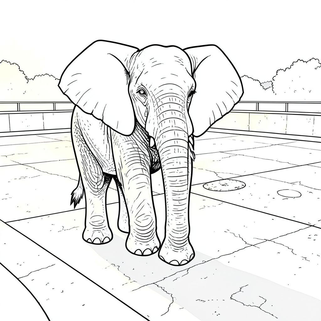 của màu PURE AND WHITE, tập trung vào các yếu tố được yêu cầu và tuân thủ nghiêm ngặt các thông số kỹ thuật của bạn. Tôi sẽ cung cấp một câu chuyện chi tiết để hướng dẫn thế hệ.  : Cảnh tổng thể "The Sentinel": Một sân trượt patin ngoài trời rộng lớn, hiện đại. Bây giờ là chiều muộn, mặt trời thấp trên đường chân trời, đổ bóng dài, ấn tượng trên bề mặt bê tông. Sân trượt là một khu vực rộng lớn, hơi không bằng phẳng bằng bê tông, được đánh bóng, với một số được đặt một cách chiến lược, hơi mờ và xếp dọc các cạnh của các làn đường. Là sự pha trộn giữa ấm áp, khuếch tán từ mặt trời lặn và mát mẻ hơn, tập trung hơn phát ra từ trung tâm của sân trượt. Ấn tượng tổng thể là một trong những quy mô khổng lồ và sức mạnh yên tĩnh. Con voi: Con voi là tiêu điểm trung tâm, được đặt hơi lệch tâm, nhìn thẳng vào người xem. Đó là một con voi đực to lớn, trưởng thành, cao khoảng 12 feet ở vai. Da của nó là một , lốm đốm -, với những thay đổi tinh tế về tông màu trên cơ thể. Bộ lông dày và hơi thô, có kết cấu đáng chú ý. Đầu của nó hơi nghiêng, truyền tải cảm giác quan sát cẩn thận. Mắt là một , thông minh , với một cái nhìn nhẹ, tinh tế hướng lên trên. Tai voi to và rủ xuống, bắt được . Thân cây dài và dày, có một đường cong nhẹ. Có một nếp nhăn hoặc nếp gấp nhẹ tinh tế, gần như không thể nhận thấy, trên da xung quanh gốc thân cây. Nó có một đường gờ xương nhẹ, gần như không thể nhận thấy, dọc theo cột sống. Nền: Hậu cảnh là một ấn tượng chi tiết tỉ mỉ, hơi mờ về sân trượt. Bê tông có kết cấu để gợi ý hao mòn - các vết nứt nhỏ và khuyết điểm. Các đường thẳng không hoàn toàn thẳng; chúng có một cảm giác nhẹ, hữu cơ. Có một vài mảng mờ nhạt, gần như không nhìn thấy, phai màu và sơn trên bê tông, cho thấy đã được bảo trì hoặc trang trí trước đó. Hậu cảnh hơi mờ, ấm áp , tạo cảm giác chiều sâu. Một khu vực nhỏ, gần như , hình tròn được đặt hơi ở bên phải của con voi, đại diện cho một mảng nhỏ, phong hóa trên bề mặt sân trượt. Có một vài vệt mờ nhạt, gần như vô hình, chạy ngang qua hậu cảnh - đại diện cho ánh sáng mờ từ xa từ bên trong sân trượt. Chi tiết & Thành phần: * Chủ yếu là các sắc thái của , , và một gợi ý rất tinh tế của . Nhấn mạnh vào các biến thể tinh tế trong giai điệu để tạo ra chiều sâu và tính chân thực.   Phong cách nghệ thuật đường nét tinh khiết * và trắng. Không đổ bóng, không tô màu, chỉ có các đường nét rõ ràng, chính xác.  * Con voi được bao quanh bởi một lượng không gian âm đáng kể - bê tông và hậu cảnh - để thu hút sự chú ý của người xem vào đối tượng.  * Con voi hơi hướng về bên trái của người xem, với đầu hơi nghiêng lên trên. Nó không được đặt trong một hành động năng động; nó chỉ đơn giản là đứng, tỏa ra một cảm giác quyền lực thầm lặng.  * Nguồn chính đến từ phía bên trái của ảnh, tạo ra ánh sáng mạnh mẽ, có định hướng, nhấn mạnh hình dạng của con voi và làm nổi bật kết cấu của bê tông. Chìa khóa cho chi tiết: Kết cấu tinh tế của da voi, những khuyết điểm nhỏ trong bê tông và ấn tượng tổng thể về một sinh vật cổ xưa khổng lồ đều rất quan trọng đối với chủ nghĩa hiện thực. Việc thiếu bóng râm là rất quan trọng đối với hiệu ứng.

---

Tôi đã tập trung vào việc tạo ra một cảnh vừa nổi bật về mặt hình ảnh vừa chi tiết chân thực, đồng thời tuân thủ các ràng buộc nghiêm ngặt mà bạn đã cung cấp. Tôi cũng đã cố gắng xây dựng cảm giác về quy mô và bầu không khí. Hãy cho tôi biết nếu bạn muốn tôi điều chỉnh bất kỳ khía cạnh nào của mô tả này!, trang màu, nghệ thuật đường nét, nền trắng