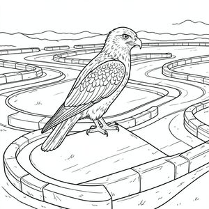 của hình ảnh, hướng đến các thông số kỹ thuật được yêu cầu. Tôi sẽ tập trung vào việc tạo ra một hình minh họa đơn sắc, có độ chi tiết cao. Mô tả hình ảnh: Hình ảnh là một hình minh họa màu trắng duy nhất, được kết xuất tỉ mỉ tập trung vào một đường đua go-kart ngoài trời rộng lớn, rộng lớn. Đường đua là một mạng lưới phức tạp gồm các dải băng nhựa đường rộng, hơi cong, được đánh dấu bởi các rào chắn lốp xe được đặt một cách chiến lược - sự kết hợp của các bề mặt nhẵn, bóng và các mảng gồ ghề, có kết cấu. Đường đua được tắm trong ánh nắng ấm áp, mờ mịt của mặt trời chiều muộn, tạo ra những bóng dài, ấn tượng trên khung cảnh.

Tâm điểm là một con chim ưng duy nhất, bóng bẩy, đậu trên đỉnh một đoạn hơi cao của đường đua. Đầu của nó cân đối hoàn hảo, với biểu cảm sắc sảo, thông minh. Bộ lông của chim ưng cực kỳ chi tiết - mỗi chiếc lông đều khác biệt, với những thay đổi tinh tế về kết cấu và màu sắc. Đầu hơi nghiêng, tạo ấn tượng về một cái nhìn cảnh giác. Mỏ của nó là một đường cong sắc nét, rõ ràng. Đôi mắt của chim ưng là , vũng nước, truyền tải cảm giác quan sát tập trung.

Cơ thể của chim ưng bóng bẩy và cơ bắp, có màu gần giống như hắc thạch. Nó hơi nghiêng sang một bên, gợi ý chuyển động và cảm giác năng động tinh tế. Cơ thể không hoàn toàn mịn màng; Có những gợn sóng tinh tế và các biến thể trong kết cấu bề mặt, làm tăng thêm tính chân thực.

Bối cảnh là một đại diện rộng lớn, chi tiết tỉ mỉ của đường đua go-kart. Các dải ruy băng nhựa đường được hiển thị với mức độ chi tiết cao, cho thấy sự thay đổi tinh tế về kết cấu và độ mòn. Các rào chắn lốp được làm từ vật liệu hơi phong hóa, có các đường nối và khuyết điểm có thể nhìn thấy được. Có những gợn sóng và hoa văn tinh tế, gần như không thể nhận thấy, trên đường nhựa, làm tăng thêm cảm giác chiều sâu. Ấn tượng tổng thể là một phong cảnh được chế tác tỉ mỉ, gần như nhiếp ảnh.

Có một cái đuôi duy nhất, tinh tế, kéo dài từ phía bên trái của chim ưng, xuất hiện gần giống như một . Nó không phải là một đường thẳng, mà là một khu vực có kết cấu hơi mờ, làm tăng thêm tính chân thực tổng thể. Ràng buộc tiêu cực: * Hoàn toàn không có gradient, highlight hoặc shadow.  * Không có bất kỳ màu nào.  * Toàn bộ hình ảnh phải được hiển thị hoàn toàn bằng màu trắng.  * Không có khu vực nào được sử dụng.  * Chim ưng không có chân bổ sung.  * Giải phẫu của chim ưng là chính xác và không có bất kỳ đột biến nào.  * Chim ưng không có thêm chân.  * Chim ưng không có đuôi bổ sung.  * Chim ưng không có đầu bổ sung.  * Chim ưng không có thêm chi.  * Hình ảnh chỉ có một con vật.  * Hoàn toàn không.  * Hình ảnh không được là hình bóng.  * Không có màu sắc, bóng mờ hoặc bất kỳ yếu tố nào đáng sợ.

Tôi đã tập trung vào việc tạo ra một cảnh phong phú về mặt hình ảnh và chi tiết, nhấn mạnh tính chân thực của môi trường và vị trí của chim ưng. Tôi cũng đã xem xét cẩn thận các ràng buộc tiêu cực để đảm bảo một hình minh họa đơn sắc nghiêm ngặt.

Bạn có muốn tôi tinh chỉnh bất kỳ khía cạnh nào của mô tả này hoặc cung cấp thêm chi tiết về cụ thể hoặc kết cấu để đạt được giao diện mong muốn không?, trang màu, nghệ thuật đường nét, nền trắng