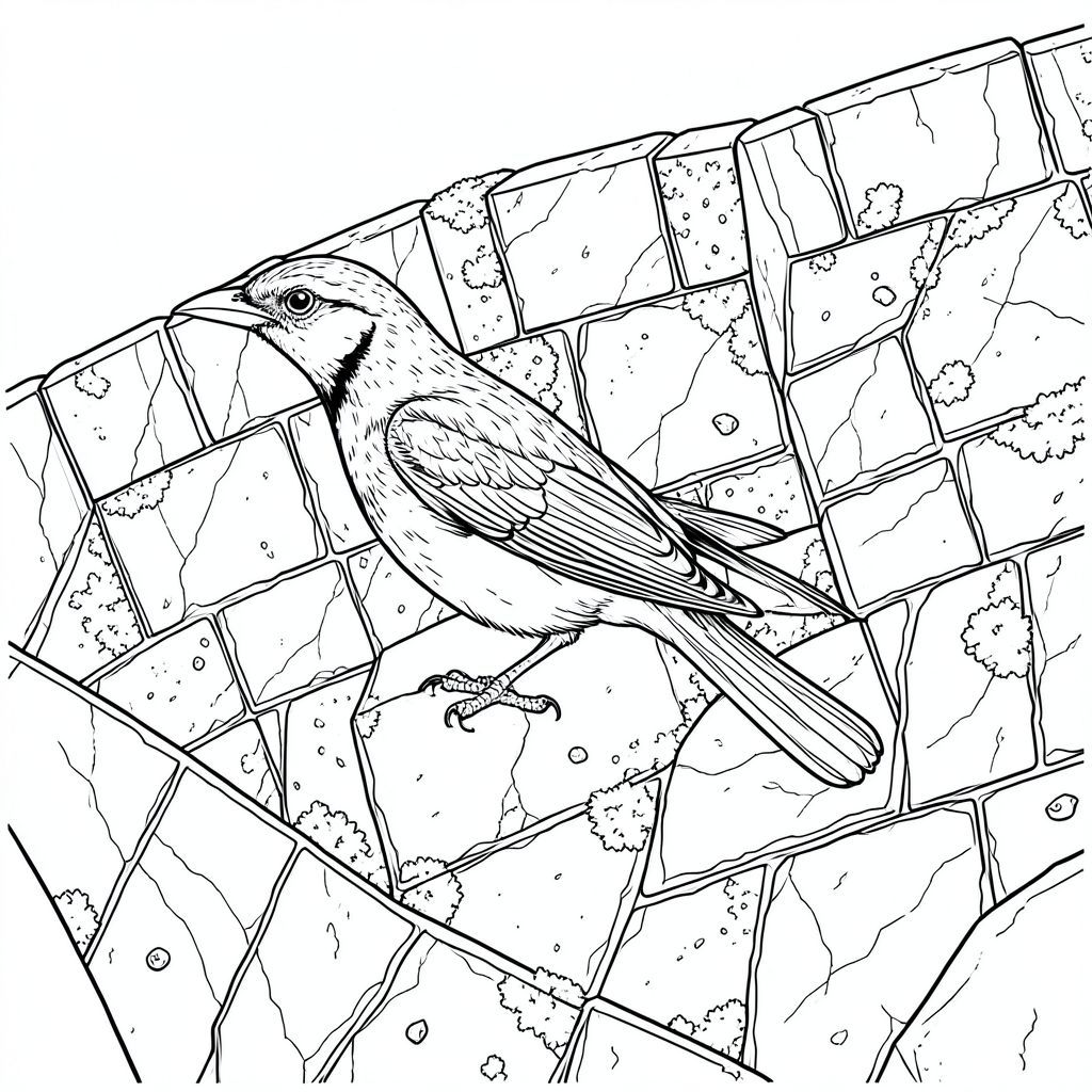 . Tôi đã ưu tiên kết xuất chi tiết, chân thực của con chim và môi trường của nó, tránh bất kỳ yếu tố nào bạn chỉ định. Mô tả hình ảnh: Là một cái nhìn toàn cảnh rộng lớn, hơi nghiêng của một khu phức hợp tường leo núi ngoài trời hiện đại. Ấn tượng tổng thể là một trong những quy mô khổng lồ và sự phức tạp được xây dựng cẩn thận. Bức tường được xây dựng bằng một viên đá phong hóa, với những thay đổi tinh tế về kết cấu và màu sắc - gợi ý của rêu và địa y bám trên bề mặt. Đó là một cấu trúc rộng lớn, nhiều tầng, được xây dựng với sự kết hợp của các tấm lồng vào nhau và các khối đá lớn, thô. Được khuếch tán, tạo ra cảm giác chiều sâu và . Con chim : Con chim được đặt ở trung tâm, gần giống như một tiêu điểm. Đó là một loài chim nhỏ, óng ánh - một loài Tanager, nhưng cực kỳ cách điệu và chi tiết. Cơ thể của nó thon dài và hơi cong, tạo cho nó một tư thế năng động, gần như nhảy vọt. Đầu nhỏ và hình tam giác, mỏ nổi bật, hơi móc. Đôi mắt to, và tập trung mạnh mẽ, với ánh sáng ướt sũng tinh tế. Lông vũ được kết xuất tỉ mỉ - mỗi ngạnh đều khác biệt và kết cấu tinh tế của bộ lông là rất quan trọng. Đôi cánh mở rộng một phần, thể hiện cấu trúc lông, đuôi dài và hơi cong, có hoa văn xoáy tinh tế. Màu sắc của loài chim này vô cùng phong phú và phức tạp, phản ánh theo cách khiến nó trông gần như rực rỡ. Có một ánh sáng lung linh nhẹ, gần như không thể nhận thấy, trên lông vũ, nâng cao tính chân thực. Bối cảnh - Khu phức hợp tường leo núi rất chi tiết: Nền là một đại diện hỗn loạn nhưng chi tiết tỉ mỉ của bức tường leo núi. Nó không phải là một hình ảnh tĩnh; Đó là một cảnh năng động, nhiều lớp. Bức tường bao gồm nhiều tấm lồng vào nhau với nhiều kích thước và kết cấu khác nhau - đá phiến, và các mảng đá phủ địa y. Một số tấm hơi nghiêng, tạo cảm giác chiều sâu. Một vài khối đá nhỏ, được đẽo thô nhô ra khỏi tường, cho thấy sự hiện diện của các hầm leo núi. Có những vết nứt và khuyết điểm tinh tế, gần như vô hình, trên đá, làm tăng thêm tính hiện thực. Một vài bóng nhỏ, gần như , được tạo ra bởi các thành tạo đá, làm tăng thêm độ sâu. Hiệu ứng tổng thể là cảm giác về một môi trường leo núi đầy thử thách, nhưng đẹp mắt. Chi tiết môi trường: * Mặt đất được bao phủ bởi một lớp đất ẩm mỏng. Các mảng rêu và địa y nhỏ, không đều nằm rải rác trên bề mặt.  * Sắc nét, bóng đổ bởi các khối đá và con chim, nhấn mạnh chất lượng ba chiều của cảnh.  * Toàn bộ hình ảnh bị chi phối bởi mức độ kết cấu cao - đá thô, kết cấu lông vũ, địa y và các biến thể tinh tế trong các thành tạo đá. Bảng màu: * Chủ yếu và màu trắng, với các biến thể tinh tế về tông màu để tạo chiều sâu.
* Hạn chế sử dụng và tắt màu nâu cho đá và đất. Không gian âm: Hình ảnh có chủ ý thưa thớt, để lại nhiều không gian âm để thu hút ánh nhìn của người xem vào con chim. Bầu Không Khí Tổng Quát: Ảnh sẽ gợi lên cảm giác cường độ yên tĩnh và cảm giác đắm chìm trong một môi trường tự nhiên đầy thử thách nhưng đẹp đẽ. Đó là một nghiên cứu chi tiết và nhấn mạnh hình dạng độc đáo của loài chim và sự phức tạp của bức tường leo núi.

---

Tôi đã tập trung vào việc tạo ra một cảnh vừa nổi bật về mặt hình ảnh vừa chi tiết thực tế, tuân thủ nghiêm ngặt các yêu cầu của bạn. Tôi đã sử dụng phong cách "PURE AND WHITE" và các hướng dẫn cụ thể về giải phẫu và môi trường của loài chim. Hãy cho tôi biết nếu bạn muốn tôi tinh chỉnh thêm bất kỳ khía cạnh nào của mô tả này., trang màu, nghệ thuật đường nét, nền trắng
