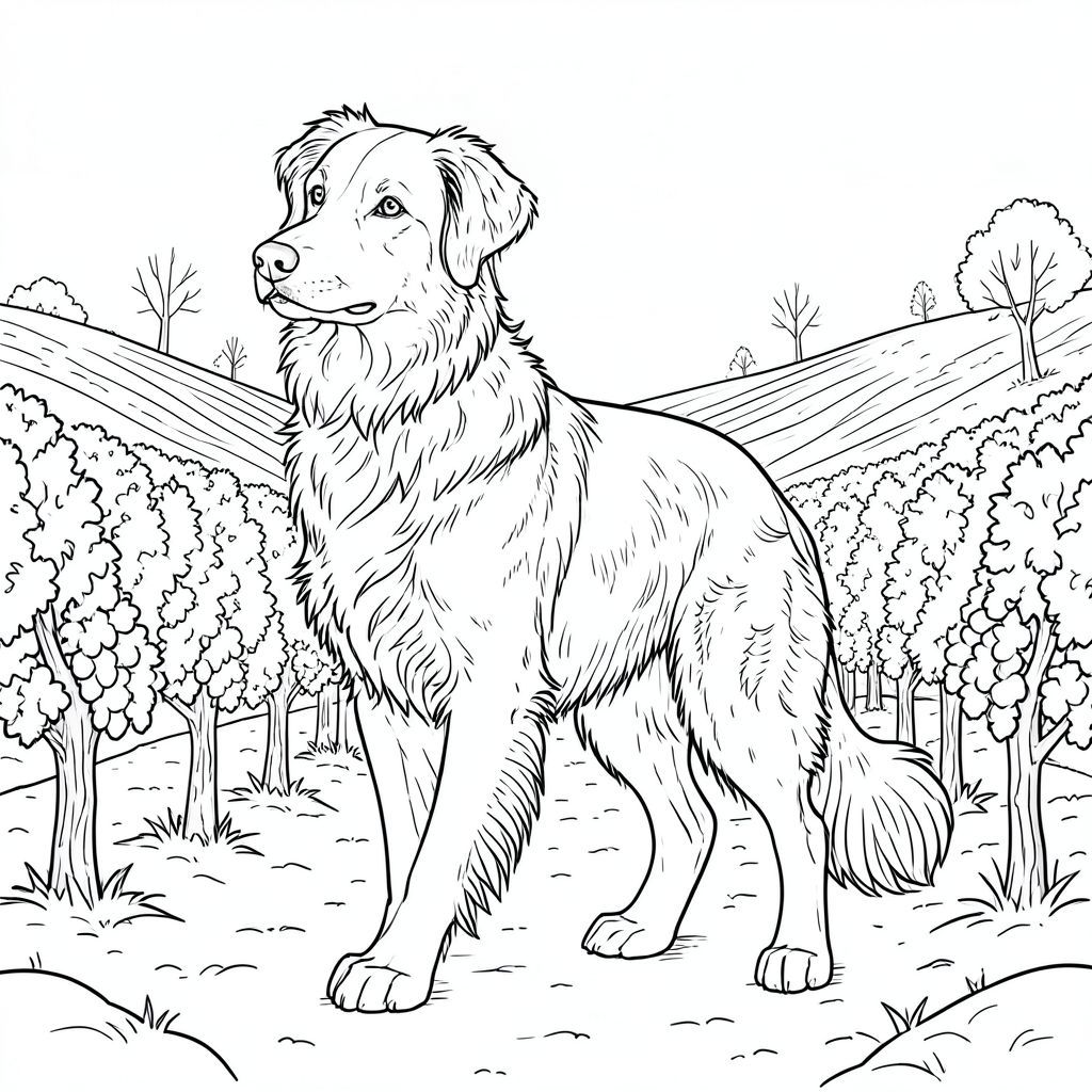 của màu PURE AND WHITE, kết hợp các thông số kỹ thuật của bạn. Tôi đã tập trung vào việc tạo ra cảm giác chi tiết và chân thực vô cùng, ưu tiên hình dạng của và bối cảnh vườn nho. Mô tả hình ảnh: Hình ảnh là một hình minh họa màu trắng, được kết xuất tỉ mỉ về một, được đặt chính giữa trong khung hình. là một giống chó cỡ trung bình - có thể là Border Collie hoặc một giống chó tương tự - với biểu cảm hơi thon dài, thông minh. Bộ lông của nó là một , phong phú, với các biến thể tinh tế trong tông màu gợi ý một kết cấu hơi xù. Bộ lông dày đặc và hơi gợn sóng, tạo cảm giác có chiều sâu. Bối cảnh: Bối cảnh là một vườn nho rộng lớn, được xây dựng tỉ mỉ. Những ngọn đồi trập trùng, nhấp nhô nhẹ nhàng, với kết cấu tinh tế, gần như không thể nhận thấy gợi ý đất ẩm. Vườn nho dày đặc, với những hàng nho trải dài đến tận tầm mắt, tạo cảm giác sâu sắc. Bầu trời rực rỡ, gần như không thể tưởng tượng được, với một chút sương mù để gợi ý khoảng cách và một độ dốc tinh tế trong màu sắc. Có một vài cây cối nằm rải rác, cách điệu - một vài cành cây trơ trụi vươn lên trời - nhưng chúng rất tối thiểu và không làm mất đi trọng tâm của. Ấn tượng tổng thể là một trong những cảnh quan cổ kính rộng lớn. Chi tiết về chó: * đang đứng thẳng, hơi nghiêng đầu, như thể đang quan sát điều gì đó. Tư thế của nó là tự tin và tỉnh táo.  * Đầu là trọng tâm chính. Đó là một hình bầu dục hơi dài, với một cái mõm nổi bật, biểu cảm. Đôi mắt là một màu thông minh. Mũi là một vùng hơi nhăn. Có những điểm nổi bật tinh tế trên mõm và trán.  * Cơ thể được xây dựng mạnh mẽ, nhưng không quá cơ bắp. Đó là một hình thức hơi dốc, truyền tải cảm giác chuyển động và sức mạnh. Bộ lông dày đặc ở các khu vực, tạo ra một kết cấu tinh tế. Có những mảng lông tinh tế, hơi nhô lên xung quanh vai và dọc theo lưng.  * Đuôi chó dài và dày, uốn cong duyên dáng xuống dưới. Đó là một , phong phú, với một chút ánh sáng cho nó. Đầu đuôi được uốn cong một cách tinh tế.  * Chân của chó ngắn và chắc chắn tương xứng, với một đường cong nhẹ, gần như không thể nhận thấy đến các khớp. Bàn chân hơi có màng, gợi ý một cuộc sống ngoài trời. Bàn chân hơi nghiêng, truyền tải cảm giác tỉnh táo.  * Toàn bộ hình minh họa được hiển thị bằng màu trắng tinh khiết, không có bóng. Bộ lông của có kết cấu tinh tế, gần như không thể nhận thấy mang lại cho nó cảm giác có chiều sâu. Nền là một bảng màu đơn sắc tương tự. Bầu không khí tổng thể: Ảnh hướng đến cảm giác yên tĩnh, vượt thời gian và chân thực. Các chi tiết tỉ mỉ và bảng màu trắng tạo cảm giác rộng lớn và vẻ đẹp hơi u sầu. được thể hiện như một sự hiện diện đơn độc, cảnh giác trong khung cảnh vườn nho bình dị.

---

Tôi đã tập trung vào việc tạo ra một cảnh vừa hấp dẫn về mặt hình ảnh vừa đòi hỏi kỹ thuật, tuân thủ nghiêm ngặt các thông số kỹ thuật của bạn. Tôi hy vọng mô tả này cung cấp một cái nhìn rõ ràng và chi tiết về hình ảnh. Hãy cho tôi biết nếu bạn muốn tôi giải thích chi tiết về bất kỳ khía cạnh cụ thể nào., trang màu, nghệ thuật đường nét, nền trắng