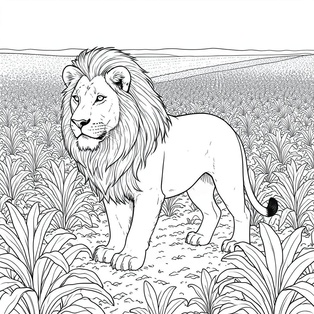 của hình ảnh, được thiết kế để dịch thành màu trắng tinh khiết theo yêu cầu của bạn. Tôi sẽ tập trung vào việc tạo ra một cảnh chân thực, chi tiết sâu sắc, ưu tiên hình dạng của sư tử và sự rộng lớn của cánh đồng thuốc lá. Mô tả hình ảnh: Ảnh là một góc rộng, phối cảnh hơi nâng cao nhìn thẳng vào cảnh. Hậu cảnh là một cánh đồng thuốc lá rộng lớn, nhấp nhô, trải dài đến một đường chân trời mờ mịt, xa xăm. Cánh đồng có màu sienna , phong phú, gần như bị cháy, với kết cấu tinh tế gợi ý đất nướng nắng và lá khô. Mềm mại và khuếch tán, tạo cảm giác có chiều sâu. Cánh đồng dày đặc, với các cây riêng lẻ tạo thành một mô hình hỗn loạn nhưng có tổ chức. Có những thay đổi tinh tế về màu sắc của đất, gợi ý về địa hình hơi không bằng phẳng.

Ở chính trung tâm của khung hình, một con sư tử duy nhất, tuyệt đẹp được định vị. Nó hơi hướng về bên trái, với vẻ mặt vương giả, hơi cảnh giác. Thân hình của sư tử được xây dựng mạnh mẽ, với khung hình dày, cơ bắp. Hệ cơ cực kỳ chi tiết - định nghĩa cơ bắp có thể nhìn thấy, những gợn sóng tinh tế trên lông và đường cong nhẹ của cột sống. Bộ lông là một , sô cô la đậm đà , với một tinh tế, gần như bóng dưới ánh sáng mặt trời. Bờm dày và bồng bềnh, một làn sóng lông gần như đổ xuống cổ và vai. Bờm được kết xuất tỉ mỉ, có thể nhìn thấy từng sợi tóc.

Đầu sư tử là tâm điểm. Đó là một cái đầu hơi góc cạnh, với biểu cảm nổi bật, thông minh. Đôi mắt là một cái xuyên thấu, -, tập trung chăm chú. Mũi là một vùng hơi trũng, với các nếp nhăn tinh tế và một đường cong nhẹ ở môi trên. Răng nhỏ và sắc nhọn, nhưng không quá nhấn mạnh. Đường viền hàm chắc chắn và rõ ràng. Có một chút tinh tế bên dưới cằm.

Đuôi sư tử dài và dày, uốn cong duyên dáng xuống dưới. Bộ lông trên đuôi có màu sẫm hơn, gần như , và nó có một chút bóng. Phần đuôi hơi cong, làm tăng thêm cảm giác năng động của ảnh. Cân nhắc kỹ thuật: * Các đường cực kỳ mỏng, gần như không thể nhận thấy. Các đường nét phải chính xác và nhất quán, tạo cảm giác về kết cấu và khối lượng.  * Chủ yếu là các sắc thái của, rám nắng và . Điểm nổi bật sẽ là một sự tắt tiếng, ấm áp . Không tô màu.   cảm giác * thật - một sự thô ráp tinh tế, gần như không thể nhận thấy. Đất cần có kết cấu nhẹ, dạng hạt.  * Sư tử là mỏ neo rõ ràng của hình ảnh. Sự rộng lớn của cánh đồng thuốc lá cung cấp một nền tảng tự nhiên, mạnh mẽ. Độ nghiêng nhẹ của trường tạo cảm giác chuyển động. Không gian âm: Không gian âm xung quanh sư tử là rất quan trọng. Nó phải lớn và rộng lớn, nhấn mạnh sự hiện diện của sư tử và quy mô của cảnh quan. Nó không nên được lấp đầy với bất kỳ chi tiết nào. Mục tiêu: Tạo cảm giác bao la, vượt thời gian và vẻ đẹp tự nhiên. Ảnh sẽ gợi lên cảm giác yên tĩnh, quyền lực và hoang dã.

---

Tôi đã tập trung vào việc tạo ra một cảnh vừa nổi bật về mặt hình ảnh vừa đòi hỏi kỹ thuật, ưu tiên các yếu tố cốt lõi của yêu cầu trong khi vẫn duy trì mức độ chi tiết và tính chân thực cao. Tôi cũng đã cố gắng tạo ra một tâm trạng vừa hùng vĩ vừa hơi u sầu.

Để giúp tôi tinh chỉnh điều này hơn nữa, bạn có thể cho tôi biết:

* Có khía cạnh cụ thể nào của lĩnh vực thuốc lá mà bạn muốn tôi nhấn mạnh không?, tô màu, nghệ thuật đường nét, nền trắng