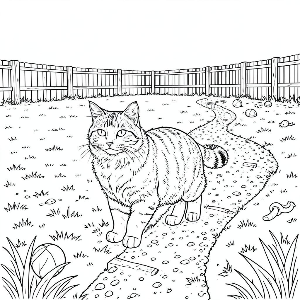 của màu PURE AND WHITE, kết hợp các thông số kỹ thuật của bạn. Tôi đã tập trung vào việc tạo ra một kết xuất chân thực, chi tiết sâu sắc của một con mèo duy nhất trong bối cảnh công viên dành cho chó ngoài trời rộng lớn. Mô tả hình ảnh: Đây là một cảnh quan rộng lớn, toàn cảnh, rộng khoảng 24 inch và cao 36 inch. Bối cảnh là một bãi cỏ rộng lớn, hơi nhấp nhô, hơi loang lổ, điển hình của một công viên dành cho chó được bảo trì tốt. Đó là một ngày hơi u ám, tạo ra những điểm nổi bật và bóng tối tinh tế. Cỏ không hoàn toàn đồng đều; Có một chút thay đổi về kết cấu và mật độ. Một làn gió nhẹ có thể nhìn thấy một cách tinh tế, gây ra sự chuyển động nhẹ trên cỏ. Đối tượng : Con mèo được đặt hơi lệch tâm, ở giữa khung hình. Đó là một loài lông ngắn trong nước lớn, cỡ trung bình, có khả năng là mướp, với bộ lông chủ yếu - lông. Bộ lông dày và hơi xù, cho thấy một tư thế thoải mái, hơi vui tươi. Con mèo hơi quay mặt sang trái, nghiêng đầu một cách tinh tế. Biểu hiện của nó là một sự chiêm ngưỡng yên tĩnh, với một chút giật giật, gần như không thể nhận thấy, của tai nó. Đôi mắt là một màu thông minh. Có một nếp nhăn nhẹ, tinh tế trên trán của nó. Nền chi tiết: Bối cảnh cực kỳ chi tiết. Đó là một khung cảnh phức tạp, nhiều lớp của một công viên dành cho chó ngoài trời hiện đại. Có một số khu vực riêng biệt: * Hàng rào được xây dựng bằng, các trụ gỗ hơi phong hóa và một hàng rào thấp, thẳng đứng. Hàng rào không hoàn toàn thẳng; Nó có những đường cong tinh tế và những khoảng trống nhỏ, làm tăng thêm tính chân thực. Có một vài mảng cỏ nhỏ, được đặt một cách chiến lược, giáp với hàng rào.  * Bên dưới cỏ, có những mảng cỏ sẫm màu hơn, có kết cấu hơn một chút. Những cục bụi bẩn nhỏ, không đều và lá rụng nằm rải rác khắp nơi.  * Một con đường hẹp, quanh co của sỏi chật chội dẫn ra khỏi tâm của khung. Các điểm đánh dấu đá nhỏ, phong hóa có thể nhìn thấy dọc theo con đường.  * Rải rác xung quanh chân hàng rào là một vài đồ chơi chó rực rỡ - một quả bóng, một chiếc ném đĩa và một món đồ chơi nhai - tạo thêm một chút hỗn loạn vui tươi cho khung cảnh. Những đồ chơi này hơi mờ, cho thấy chúng đang chuyển động.  * , bóng tối tinh tế được tạo ra bởi những cây cao, hơi nghiêng bao quanh công viên. Những bóng này tăng thêm chiều sâu và khối lượng cho cảnh. Bảng màu & : Toàn bộ được hiển thị bằng màu trắng tinh khiết. Mềm mại và khuếch tán, đến từ bầu trời hơi u ám. Có những điểm nổi bật tinh tế trên lông và cỏ của mèo, tạo cảm giác về chiều sâu và kích thước. Các bóng được xác định và được xác định, nhấn mạnh các hình thức và kết cấu của cảnh. Tâm trạng tổng thể là yên bình và hơi u sầu, gợi lên cảm giác quan sát yên tĩnh. Không gian âm: Không gian âm được xem xét cẩn thận. Hậu cảnh đủ lớn để cho phép lấy nét rõ ràng vào con mèo, nhưng nó không hoàn toàn trống rỗng. Có một gợi ý tinh tế về một đường chân trời ở xa, hơi mờ. Bầu không khí tổng thể: Bầu không khí tổng thể là một trong những quan sát yên tĩnh và chủ nghĩa hiện thực tinh tế. Ảnh này nhằm mục đích ghi lại khoảnh khắc tĩnh lặng và cảm giác về bầu không khí của công viên dành cho chó. Đó là một nghiên cứu về hình dạng và kết cấu, nhấn mạnh các chi tiết của con mèo và môi trường.

---

Tôi đã tập trung vào việc tạo ra một cảnh vừa phong phú về mặt hình ảnh vừa đòi hỏi kỹ thuật, tuân thủ nghiêm ngặt các yêu cầu của bạn. Tôi đã sử dụng rất nhiều chi tiết trên cỏ, hàng rào và bóng để đạt được vẻ ngoài mong muốn. Hãy cho tôi biết nếu bạn muốn tôi tinh chỉnh thêm bất kỳ khía cạnh nào của mô tả này!, tô màu, nghệ thuật đường nét, nền trắng