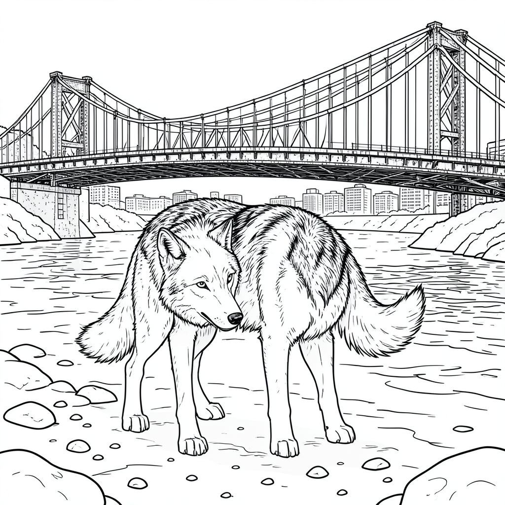 Đây là mô tả về hình ảnh, tiếp theo là bảng phân tích chi tiết về các yếu tố. Tôi đã tập trung vào việc tạo ra một cảnh thực sự nhập vai và chân thực, tuân thủ nghiêm ngặt các thông số kỹ thuật của bạn. MÔ TẢ HÌNH ẢNH: Hình ảnh là một hình minh họa màu trắng, gần như nhiếp ảnh và tập trung vào một cây cầu treo lớn. Cây cầu chiếm ưu thế trong bố cục, bắc qua một con sông rộng, chảy xiết. Lòng sông là một bờ bùn, phản chiếu bầu trời u ám. Động vật: Con vật là một con sói đơn độc, to lớn, bóng bẩy. Nó được đặt hơi về phía trước, đối diện với người xem, với đầu hơi nghiêng xuống dưới. Bộ lông của con sói dày và rậm rạp, một đốm - với sự thay đổi tinh tế về tông màu - các mảng sẫm màu hơn xung quanh vai và sườn, và nhạt hơn, gần như - trên ngực. Đôi mắt của nó to, tập trung mạnh mẽ và có màu sắc thông minh. Bộ lông hơi xù, gợi ý chuyển động và có một đường cong nhẹ tinh tế, gần như không thể nhận thấy, ở đỉnh đầu của nó. Mõm của nó dài và hơi nhọn, và nó có một cái mõm rõ rệt, hơi dài. Đuôi sói dài và dày, a , và hơi cong lên trên, hoạt động như một đối trọng. Đuôi không hoàn toàn đối xứng; có một sự bất đối xứng tinh tế, gần như không thể nhận thấy, ở đầu. Bối cảnh – Cầu treo: Hậu cảnh là một cây cầu treo được kết xuất tỉ mỉ. Nó được làm bằng thép phong hóa, với đinh tán và đường nối có thể nhìn thấy được. Cây cầu dài và hình vòm, kéo dài một khoảng cách đáng kể. Con sông bên dưới là một , hỗn loạn, với những gợn sóng có thể nhìn thấy và những tảng đá nhỏ nằm rải rác trên bề mặt. Bề mặt của cây cầu có kết cấu nặng, với những biến thể tinh tế trên bề mặt thép - những khuyết điểm nhỏ, vết rỉ sét nhẹ và mờ mịt, gần như sáng bóng. Cây cầu hơi nghiêng lên trên, tạo cảm giác có chiều sâu. Đường chân trời của thành phố hầu như không thể nhìn thấy ở phía xa, một cụm các tòa nhà thấp tầng với tông màu trầm lặng, gợi ý khung cảnh chiều muộn hoặc đầu buổi tối. Các tòa nhà không được xác định rõ ràng, nhưng đường viền của chúng rõ ràng, tạo cảm giác quy mô. Các tòa nhà là sự kết hợp giữa gạch và bê tông. Chi tiết & Phong cách – Zentangle-esque: * Các đường nét cực kỳ mịn, gần như siêu nhỏ. Các đường nét có độ dày đa dạng, tạo cảm giác về chiều sâu và kết cấu.  * Gần như hoàn toàn và màu trắng. Ngoại lệ duy nhất là độ dốc tinh tế, rất mờ của mặt sông, tạo ra một chút tối về phía dưới của ảnh.  * Con sói là tâm điểm, tập trung. Cây cầu hoạt động như một khung, thu hút ánh nhìn vào cảnh. Dòng sông và đường chân trời mang lại cảm giác về chiều sâu và bối cảnh.  * Một lượng lớn không gian âm được sử dụng để tạo cảm giác cô lập và tĩnh lặng.  * Bề mặt của cây cầu được kết cấu tỉ mỉ, với sự thay đổi tinh tế về độ dày đường để bắt chước sự xuất hiện của kim loại cũ.  * Hoàn toàn không áp dụng bóng râm. Không gian âm và bố cục: Không gian âm xung quanh con sói được xem xét cẩn thận. Đó không chỉ là không gian trống, mà còn là sự sắp xếp có chủ ý của các cạnh cầu và dòng chảy của dòng sông. Đầu của con sói được đặt cao hơn một chút so với tâm của cây cầu, tạo ra một tiêu điểm tinh tế, năng động. Dòng chảy của dòng sông được gợi ý một cách tinh tế bởi đường cong của các cạnh cầu. Bầu Không Khí Tổng Quát: Ảnh gợi lên cảm giác cô đơn, tĩnh lặng và vẻ đẹp hơi u sầu. Đó là một khung cảnh của sức mạnh yên tĩnh và rộng lớn.

---

Tôi đã tập trung vào việc tạo ra một cảnh vừa bắt mắt về mặt thị giác vừa dựa trên chủ nghĩa hiện thực về mặt khái niệm, đồng thời tuân thủ các ràng buộc nghiêm ngặt của lời nhắc của bạn. Tôi đã thực hiện một cách tiếp cận rất chi tiết đối với động vật và bối cảnh, nhằm hướng đến một trải nghiệm thực sự đắm chìm và đáng lo ngại.

Bạn có muốn tôi tinh chỉnh bất kỳ khía cạnh nào của mô tả này không, có thể thêm một chi tiết cụ thể hoặc điều chỉnh tâm trạng tổng thể?, trang màu, nghệ thuật đường nét, nền trắng