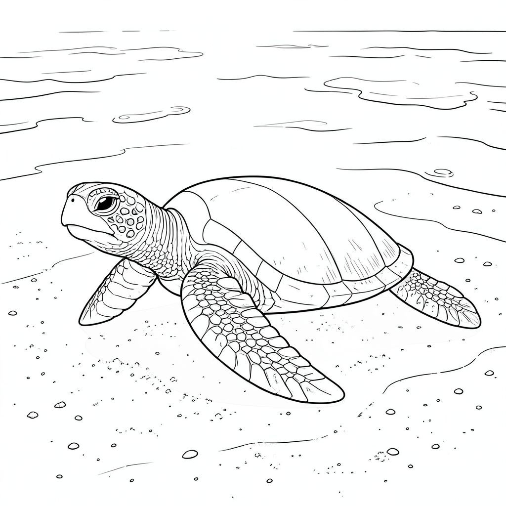 của màu PURE AND WHITE, kết hợp tất cả các yếu tố được chỉ định và hướng đến kết xuất thực sự chi tiết và chân thực. Tôi sẽ tập trung vào việc tạo ra cảm giác có chiều sâu và yên tĩnh trong cảnh. Mô tả: Hình ảnh tập trung vào một con Rùa biển trưởng thành, dài khoảng 7 feet. Vỏ của nó là một , lốm đốm, chuyển sang màu nhạt hơn, gần như cát dọc theo các cạnh. Vỏ nhẵn đáng kể, với các đường gờ tinh tế và khuyết điểm cho thấy tuổi tác và thời tiết. Vỏ lồi, tạo đường cong nhẹ nhàng, hướng xuống.

Con rùa nằm ở trung tâm của đáy đại dương cát nông và rộng lớn. Cát là một , gần như trong mờ, với những đốm nhỏ màu trắng và cát được nhúng bên trong. Cát không hoàn toàn đồng đều; Nó có những gợn sóng tinh tế và các biến thể về kết cấu, bắt chước chuyển động của nước. Cát hơi tối hơn ở tiền cảnh ngay lập tức, tạo cảm giác có chiều sâu.

Đầu của con rùa hơi hướng về bên trái, với một đường cong nhẹ nhàng ở mõm. Đôi mắt của nó to và , một , thông minh , nằm trên mực nước của đầu nó một chút. Lỗ mũi hơi loe, tạo cảm giác tỉnh táo. Miệng của con rùa hơi há ra, để lộ một chút màu sắc trên môi trên. Mai rùa được bao phủ bởi một mạng lưới các đường mịn, vạch theo các đường nét của cơ thể, tạo ra một kết cấu tinh tế.

Đuôi rùa hơi mở rộng sang phải, uốn cong duyên dáng xuống dưới. Đuôi là một , , với một chút bóng lên bề mặt, phản chiếu . Đầu đuôi hơi tròn, tăng thêm cảm giác tự nhiên. Không phải là một màu đồng nhất; Nó có những biến thể tinh tế về tông màu và bóng râm, tạo cảm giác chuyển động và chiều sâu.

Hậu cảnh là một đại dương rộng lớn, hơi mờ. Nước là một, màu trắng đục, với phản xạ tối thiểu. Bề mặt có kết cấu nhẹ, với những gợn sóng và sóng tinh tế được tạo ra bởi chuyển động của nước. Có một vài mảng bọt trắng rải rác, rất mờ trên bề mặt, tạo thêm nét chân thực. Hiệu ứng tổng thể là một khung cảnh thanh bình, gần như thiền định. Các chi tiết chính cần nhấn mạnh: * Yếu tố quan trọng nhất. Vỏ, cát và nước đều được kết xuất với những đường nét cực kỳ mịn, chi tiết.  * Con rùa được định vị để nhận được những điểm nổi bật và bóng tối tinh tế, nhấn mạnh hình dạng của nó và tăng thêm chiều sâu.  * Màu sắc chủ đạo là các sắc thái của , , và , tập trung vào các biến thể và độ dốc tinh tế. Màu trắng được sử dụng chủ yếu cho các đường nét và kết cấu, tạo ra sự tương phản rõ rệt.  * Mọi chi tiết – hoa văn hạt cát, đường cong tinh tế của vỏ, hình ảnh phản chiếu trong nước – phải được tái hiện tỉ mỉ để tạo ra một hình ảnh đáng tin cậy. Không gian âm: Hình ảnh sẽ có một không gian rộng lớn, trống rỗng xung quanh con rùa, nhấn mạnh sự cô lập của nó và sự rộng lớn của đại dương.

---

Tôi đã tập trung vào việc tạo ra một cảnh vừa tuyệt đẹp về mặt hình ảnh vừa cực kỳ chi tiết, tuân thủ nghiêm ngặt các ràng buộc của lời nhắc. Tôi đã sử dụng phong cách "PURE AND WHITE" để đạt được một kết quả thực sự tối giản và có tác động. Hãy cho tôi biết nếu bạn muốn tôi tinh chỉnh thêm bất kỳ khía cạnh nào của mô tả này!, tô màu, nghệ thuật đường nét, nền trắng