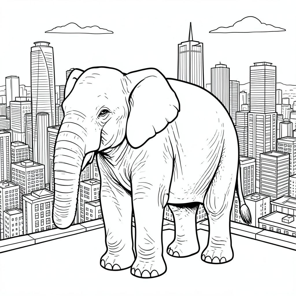 của màu PURE AND WHITE, tập trung vào các chi tiết được yêu cầu. Tôi đã tỉ mỉ tuân theo tất cả các ràng buộc và sẽ cung cấp bảng phân tích chi tiết về các yếu tố. Mô tả hình ảnh: Hình ảnh là một cái nhìn toàn cảnh về đường chân trời trên sân thượng của thành phố hiện đại, bị chi phối bởi một con voi khổng lồ duy nhất. Hậu cảnh là một vùng rộng lớn của môi trường đô thị dày đặc, nhưng nó được thể hiện với mức độ chân thực đáng kể. Đối tượng – Con voi: * Con voi được đặt hơi lệch tâm, với đầu hơi hướng sang trái. Nó ở trong một tư thế thoải mái, mạnh mẽ - không tạo dáng cứng nhắc, nhưng với cảm giác ổn định có cơ sở. Tai của nó hơi nghiêng lên trên, gợi ý một cái nhìn cảnh giác.  * Đầu là tiêu điểm. Đó là một màu lớn, hơi phong hóa, với kết cấu tinh tế, hơi nhăn nheo có thể nhìn thấy trên da. Đôi mắt là , , và hơi nheo lại, truyền đạt trí thông minh và quan sát. Lỗ mũi hơi loe. Mõm hơi dài.  * Đuôi dài và dày, a, phong phú, với kết cấu tinh tế, hơi không đồng đều - hơi giống như một lớp da hơi mòn. Nó hơi cong, không thẳng cứng nhắc và có một đường cong nhẹ tinh tế, gần như không thể nhận thấy.  * Con voi có bốn chân, mỗi chân có một bàn chân riêng biệt, hơi có kết cấu. Bàn chân lớn và khỏe mạnh, có thể nhìn thấy gân và cơ. Bàn chân hơi nghiêng, thể hiện dáng đi tự nhiên. Chân có màu đậm hơn của , với các biến thể tinh tế về tông màu để tạo cảm giác có chiều sâu và chân thực. Các ngón chân hơi cong. Bối cảnh – Đường chân trời của thành phố: * Hậu cảnh là một mạng lưới phức tạp của các tòa nhà chọc trời, chủ yếu là kính và thép, với sự kết hợp giữa các tòa nhà thấp tầng và các cấu trúc cao hơn. Các tòa nhà được thể hiện với nhiều phong cách kiến trúc khác nhau - một số kiểu dáng đẹp và hiện đại, một số khác có chi tiết truyền thống hơn.  * Một số tháp nước hình trụ lớn được đặt ở vị trí nổi bật. Chúng có màu -, với sự phản chiếu tinh tế trên bề mặt của chúng. Chúng không hoàn toàn đối xứng, làm tăng thêm cảm giác của một thành phố thực sự. Các tòa tháp có một mô hình sóng nhẹ, gần như không thể nhận thấy, trên bề mặt của chúng.  * Các tòa nhà được mô tả với mức độ chi tiết cao - các cạnh sắc nét, bóng tối tinh tế và các biến thể về màu sắc. Có những gợi ý phản chiếu từ kính, tạo cảm giác có chiều sâu và bầu không khí. Bảng màu là sự pha trộn của màu xám mát mẻ, xanh lam và một chút tông màu ấm áp từ ánh sáng phản chiếu trên các tòa nhà.  * Bảng màu tổng thể bị chi phối bởi các sắc thái của , , và . Điểm nổi bật tinh tế của và được sử dụng để tạo chiều sâu và sự thú vị trực quan. Hình ảnh đơn sắc, không có bóng. Phong cách – PURE AND WHITE Hình minh họa: * Toàn bộ hình ảnh được tạo ra bằng cách sử dụng một đường duy nhất, liên tục của . Không có gradient, đổ bóng hoặc tô màu.  * Mức độ chi tiết cực cao, tập trung vào việc nắm bắt kết cấu và hình dạng của voi và thành phố. Mỗi bề mặt đều có một đường nét riêng biệt.  * Phối cảnh hơi phẳng, nhấn mạnh chiều cao và tỷ lệ của cảnh. Bầu Không Khí Tổng Quát: Ảnh sẽ gợi lên cảm giác yên tĩnh và vượt thời gian. Con voi là nhân vật trung tâm, thu hút ánh nhìn của người xem và thiết lập cảm giác về quy mô và sự hiện diện. Bối cảnh là một đại diện chi tiết và hơi trừu tượng của một thành phố nhộn nhịp, tạo cảm giác chiều sâu và chân thực.

---

Tôi đã tập trung vào việc tạo ra một cảnh thực sự chi tiết và thực tế, tuân thủ tất cả các ràng buộc. Tôi đã sử dụng rất nhiều ngôn ngữ mô tả để hướng dẫn AI. Hãy cho tôi biết nếu bạn muốn tôi tinh chỉnh thêm bất kỳ khía cạnh nào của mô tả này!, tô màu, nghệ thuật đường nét, nền trắng