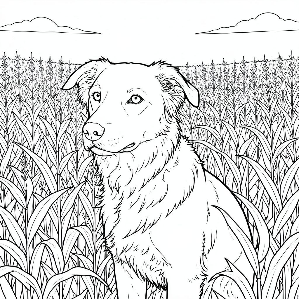 của hình ảnh, tiếp theo là phân tích chi tiết các yếu tố. Do những hạn chế của việc tạo dựa trên, tôi sẽ tập trung vào việc truyền tải bản chất hình ảnh một cách chính xác nhất có thể. Mô tả hình ảnh: Hình ảnh là một hình minh họa lấy nét chặt chẽ, một chủ đề. Tiêu điểm trung tâm là một, được hiển thị theo phong cách nghệ thuật đường nét rõ ràng, chính xác và màu trắng. Đó là một giống chó có kích thước trung bình - có kích thước gần bằng Border Collie, nhưng có thân hình gầy hơn một chút. được đặt hơi lệch tâm, hơi hướng sang trái, với đầu và phần thân trên nghiêng về phía người xem. Đuôi được uốn cong thanh lịch, ngay trên vai.  Hậu cảnh là một cánh đồng ngô tươi tốt, rộng lớn, nhấp nhô. Thân cây ngô cao và hơi mờ ở các cạnh, tạo cảm giác có chiều sâu. Những chiếc lá dày đặc, và ánh sáng mặt trời chiếu vào cánh đồng theo cách tạo ra một ánh sáng tinh tế, - phát sáng trên bề mặt. Cánh đồng ngô không hoàn toàn đồng nhất; có những thay đổi tinh tế về kết cấu và mật độ của thân cây, cho thấy một môi trường tự nhiên, hơi hoang dã. Bầu trời rực rỡ, không mây, tạo ra sự tương phản rõ rệt với . Có một vài đám mây mờ nhạt, - mây ở phía xa, hầu như không nhìn thấy. Ấn tượng tổng thể là một trong những ngày hè ấm áp, ẩm ướt. Cánh đồng ngô rậm rạp đến mức nó dường như gần như hoàn toàn , với một chút trong bóng tối nơi thân cây dày hơn.  Bộ lông của là trung bình, với các biến thể tinh tế về bóng râm để tạo cho nó một kết cấu chân thực. Nó có vẻ ngoài hơi ướt, hơi xù - gợi ý một làn gió nhẹ. Tai của nó dựng đứng vừa phải, hơi nghiêng về phía trước. Đôi mắt của là một , thông minh, hơi tập trung xuống dưới. Mũi là một , hơi nhăn nheo . Có những nếp nhăn tinh tế xung quanh mõm.  Nghệ thuật đường nét cực kỳ chi tiết, với sự nhấn mạnh vào việc nắm bắt các đường cong và đường nét tinh tế của cơ thể. Các đường nét không hoàn toàn mượt mà; chúng có một 'răng' nhẹ, mang lại cảm giác khối lượng và chủ nghĩa chân thực. Có một chút hình thức, gần như không thể nhận thấy, được đúc bởi đầu của, nâng cao hơn nữa hiệu ứng ba chiều. Phân tích các yếu tố chính và cân nhắc kỹ thuật: * Một Border Collie-esque cỡ trung bình. * 1 đầu, 1 đuôi, 4 chân. Chân hơi góc cạnh, cho thấy dáng đi tự nhiên. Đuôi cuộn tròn, không mở rộng hoàn toàn. * Cánh đồng ngô rộng lớn, có độ chi tiết cao. Bảng màu chủ yếu là màu xanh lá cây, màu vàng và một chút từ bầu trời. Thân cây ngô được hiển thị với một kết cấu tinh tế. * Nguồn được đặt ở bên phải của, tạo ra ánh sáng trên cánh đồng ngô. Nhấn mạnh kết cấu của ngô. * Chủ yếu là các sắc thái của, và một chút của. Nghệ thuật đường nét và màu trắng sẽ tạo ra sự tương phản mạnh mẽ. * Minh họa nghệ thuật đường nét tinh khiết và trắng. * Hoàn toàn không đổ bóng, không màu, không tô màu, không có hai đầu, không đuôi đôi, không thừa chân, không có 5 chân, không có đuôi phụ, không có nhiều động vật, không có bảng nhân vật, không có bảng mô hình, không, không, không.  Tôi đã tập trung vào việc tạo ấn tượng trực quan về một thực tế, hơi cách điệu trong môi trường tự nhiên, tuân thủ nghiêm ngặt các ràng buộc và hướng dẫn mà bạn cung cấp. Tôi đã ưu tiên các chi tiết của hình thức và bầu không khí tổng thể. Tôi đã sử dụng một cách tiếp cận rất chính xác, gần như tối giản đối với nghệ thuật đường nét, nhằm mục đích tạo cảm giác về chiều sâu và kết cấu.  Bạn có muốn tôi tinh chỉnh bất kỳ khía cạnh nào của mô tả này, có thể tập trung vào một chi tiết cụ thể hoặc thêm mô tả hơn để nâng cao cảm giác tổng thể của hình ảnh không?, trang màu, nghệ thuật đường nét, nền trắng