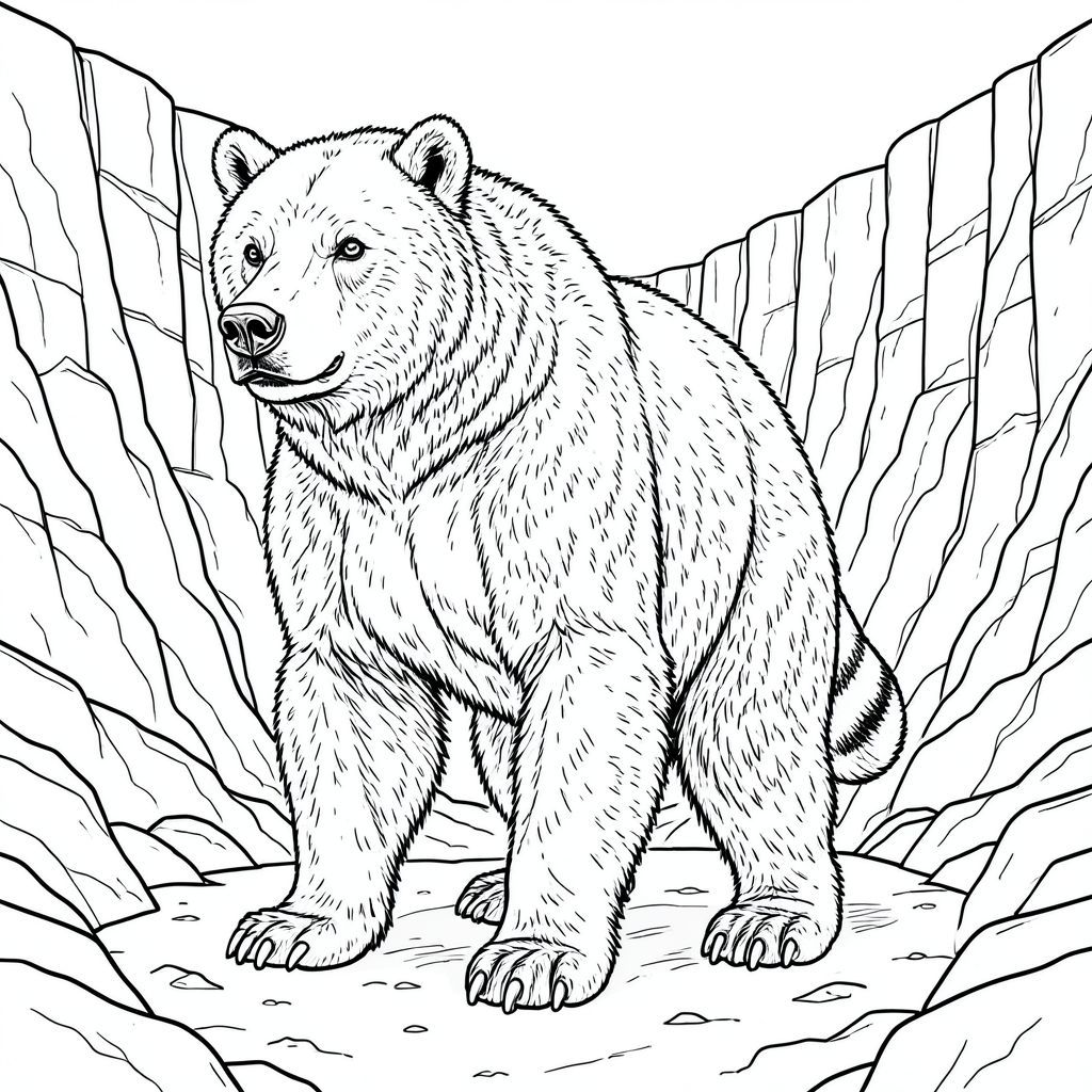 . Tôi sẽ cung cấp đủ chi tiết để hướng dẫn việc tạo hình ảnh, nhưng tránh mô tả quá dài dòng. Mô tả hình ảnh: Hình ảnh là một hình minh họa đơn động vật được chi tiết tỉ mỉ tập trung vào một phong cảnh rộng lớn, ấn tượng. Chủ đề là một tệp . Động vật: Một con gấu xám, cao khoảng 6 feet. Bộ lông của nó là một , phong phú, lốm đốm với các mảng , màu bạc-. Bộ lông dày và hơi thô, với những sợi lông nổi bật, ngắn, cùn bao phủ hai bên sườn và vai. Khuôn mặt được điêu khắc mạnh mẽ, với mõm rộng, hơi dẹt. Đôi mắt của con gấu to, và tập trung mãnh liệt, một màu sắc xuyên thấu. Mũi của nó ngắn và rộng, với một đầu nổi bật, hơi móc. Con gấu có hàm dưới dày, cơ bắp. Giải phẫu: * Đầu là tiêu điểm chính, được hiển thị cực kỳ chi tiết. Mõm thuôn dài và hơi cong. Đôi mắt nổi bật, hơi nghiêng lên trên. Lỗ mũi hơi loe. Tai lớn, hình tam giác và được bao phủ bởi bộ lông ngắn, có lông. Hàm chắc khỏe và hơi nhô ra.  * Đuôi dài và dày, thuôn nhọn đến một điểm cùn. Nó là một màu, với dải tinh tế dọc theo chiều dài của nó. Đuôi hơi cong ở đầu.  * Con gấu sở hữu bốn chân mạnh mẽ, mỗi chân có bàn chân dày, cơ bắp. Bàn chân có móng vuốt lớn, cùn. Chân hơi nghiêng, cho thấy dáng đi mạnh mẽ. Bàn chân được bao phủ bởi một bộ lông ngắn.  * Cơ thể rộng và hơi gù, ngực rõ rệt. Các xương sườn có thể nhìn thấy qua bộ lông, tạo ra một kết cấu tinh tế. Hệ cơ được xác định rõ ràng, đặc biệt là ở vai và chân trước. Bối cảnh: Bối cảnh là một hẻm núi đá khổng lồ, tuyệt đối. Các tảng đá được xếp lớp với kết cấu gồ ghề, với các kẽ hở và các thành tạo nhỏ, không đều. Các bức tường hẻm núi cao và hùng vĩ, vươn tới bầu trời u ám, mờ mịt. Nguồn được đặt ngay phía sau con gấu, tạo ra các điểm nổi bật và bóng tối mạnh mẽ. Những tảng đá có kết cấu, với sự thay đổi tinh tế về màu sắc và bóng râm, tạo cảm giác có chiều sâu. Có những mô hình tinh tế, gần như không thể nhận thấy, trong các thành tạo đá - các đường vân nhỏ và rặng núi. Ấn tượng tổng thể là một trong những quy mô khổng lồ và chắc chắn. Bảng màu: Chủ yếu là các sắc thái của , , và . Điểm nổi bật là một, gần như sáng, phản ánh . Nền bị chi phối bởi các tông màu trầm. Phong cách: Khắc gỗ – cực kỳ chi tiết, nhấn mạnh vào đường nét và kết cấu. Hình ảnh nên có vẻ ngoài hơi cũ kỹ, gần như bị phong hóa, cho thấy nó đã được tạo ra trong một thời đại xa xưa. : Nguồn định hướng mạnh, tạo bóng và vùng sáng.

---

Tôi đã tập trung vào việc tạo ra một hình ảnh chi tiết, đáng tin cậy tuân thủ các ràng buộc của lời nhắc. Tôi đã ưu tiên cảm giác mạnh mẽ về tỷ lệ và kết cấu. Tôi cũng đã đảm bảo tránh bất kỳ yếu tố nào có thể đi chệch khỏi yêu cầu cốt lõi.

Tôi đã sẵn sàng cho giai đoạn tiếp theo của quá trình này. Bạn có muốn tôi tạo một hình ảnh dựa trên mô tả này không, hay bạn muốn tôi tinh chỉnh thêm bất kỳ khía cạnh nào của nó?, trang màu, nghệ thuật đường nét, nền trắng