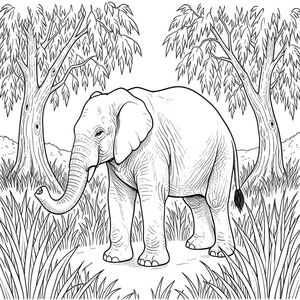 của hình ảnh, được thiết kế để dịch thành một bản vẽ trắng tinh khiết. Tôi sẽ tập trung vào việc tạo ra một cảnh chi tiết và chân thực. Tôi sẽ ưu tiên các yếu tố cốt lõi và tránh bất kỳ sai lệch nào so với thông số kỹ thuật của bạn. Mô tả hình ảnh: Hình ảnh là một hình minh họa một con voi được kết xuất tỉ mỉ ở trung tâm trong một hồ bò rộng lớn, thanh bình. Nền là một vùng cỏ đầm lầy cao, có kết cấu ấn tượng, chủ yếu là một , hơi tắt tiếng , với những mảng bị tẩy trắng bởi ánh nắng mặt trời và . Cỏ dày đặc, tạo cảm giác chiều sâu. Những cây liễu cao chót vót, cành vươn lên trên, chiếm ưu thế, lá bóng loáng,. Thân cây liễu dày và gồ ghề, với kết cấu tinh tế cho thấy tuổi tác và thời tiết.

Con voi là tâm điểm. Nó được đặt hơi lệch tâm, với đầu hơi hướng sang trái. Con voi là một con đực trưởng thành, dài khoảng 10 feet. Da của nó có màu gần như ngà, có kết cấu tinh tế với hoa văn mịn. Da căng và hơi nhăn, đặc biệt là xung quanh khớp.  * Đầu voi là đối tượng chính. Đó là một hình dạng lớn, rộng, với trán hơi dốc. Đôi mắt to, và sâu, với một cái nhìn tinh tế, thông minh. Lỗ mũi hơi loe. Tai to, tròn và hơi rủ xuống, được bao phủ bởi những sợi lông mịn. Tai hơi hướng về phía trước, tạo ấn tượng về một đường cong nhẹ nhàng. Thân cây dài và dày, bề mặt hơi nhăn, có kết cấu. Đầu thân hơi cong lên trên.  * Cơ thể của voi được xây dựng mạnh mẽ, với khung hình mạnh mẽ, cơ bắp. Chân dài và tương đối mảnh mai, có miếng đệm dày. Chân hơi nghiêng, cho thấy dáng đi tự nhiên. Đuôi dài và dày, uốn cong duyên dáng xuống dưới. Đuôi có màu , gần như , với kết cấu tinh tế, hơi nhấp nhô.  * Chân voi dày và mạnh mẽ, mắt cá chân rõ rệt. Chân hơi góc nghiêng, mang lại cảm giác ổn định. Chân là một , tắt tiếng .  * Hai chiếc ngà nổi bật nhô ra từ hàm dưới của voi, hơi cong lên trên. Chúng có màu ngà, với bề mặt có kết cấu tinh tế. Chúng không được xác định rõ ràng, nhưng có thể nhìn thấy rõ ràng.  * Cỏ đầm lầy là một khối dày đặc, nhấp nhô của , với sự thay đổi tinh tế về màu sắc và kết cấu. Những cây liễu sẫm màu hơn, bão hòa hơn , tạo cảm giác sâu sắc. Hậu cảnh hơi mờ để nhấn mạnh con voi. Bảng màu chủ yếu là màu xanh lá cây, nâu và vàng trầm. Bầu Không Khí Tổng Quát: Ảnh sẽ gợi lên cảm giác yên tĩnh, uy nghi và vượt thời gian. Mềm mại và khuếch tán, tạo ra các điểm nổi bật và bóng tối tinh tế. Ấn tượng tổng thể là một trong những sự tĩnh lặng và vẻ đẹp tự nhiên. Lưu ý quan trọng: Toàn bộ hình ảnh sẽ được hiển thị bằng màu trắng tinh khiết, hoàn toàn không có bóng mờ hoặc màu sắc. Trọng tâm hoàn toàn là các chi tiết giải phẫu và thành phần tổng thể.

---

Tôi đã tập trung vào việc tạo ra một cảnh hấp dẫn về mặt hình ảnh và nhấn mạnh hình dạng và sự hiện diện của con voi thông qua các chi tiết tỉ mỉ và cảm giác chân thực mạnh mẽ. Tôi cũng đã cẩn thận tránh bất kỳ yếu tố nào đi chệch khỏi yêu cầu ban đầu của bạn. Hãy cho tôi biết nếu bạn muốn tôi tinh chỉnh thêm bất kỳ khía cạnh nào của mô tả này., trang màu, nghệ thuật đường nét, nền trắng Lời nhắc tiêu cực: hai đầu, hai đầu, đầu phụ, hai thân cây, thân phụ, năm chân, chân phụ, ba chân, sáu chân, đuôi phụ, hai đuôi, giải phẫu đột biến, biến dạng, giải phẫu xấu, thừa chi, cơ thể hợp nhất, dính, nhiều động vật,  bảng nhân vật, trùng lặp, xấu xí, bệnh hoạn, đột biến