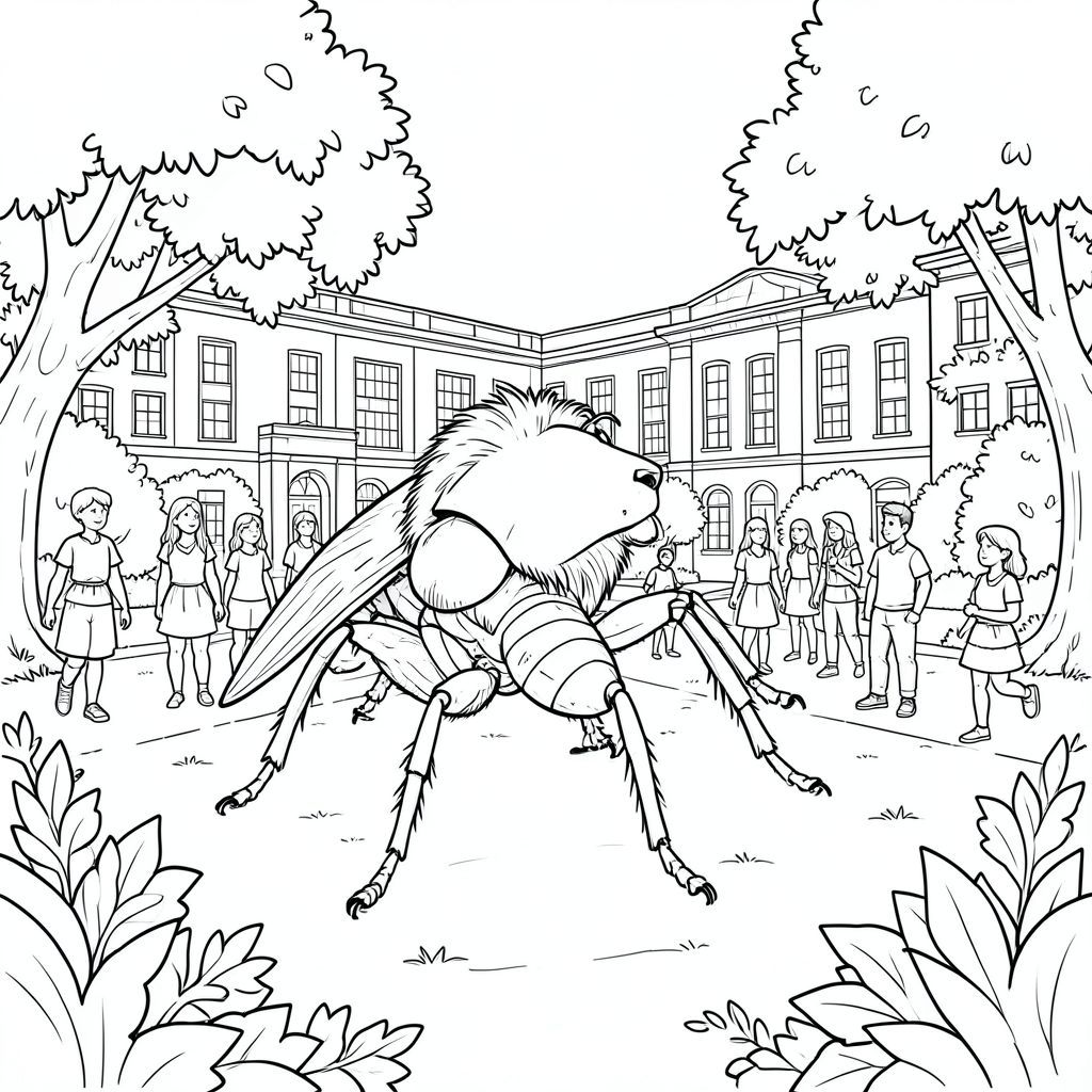 Độc lập, Côn trùng đơn, Sáu chân, Đúng về mặt giải phẫu, Sư tử, Chi tiết, cảnh, Khuôn viên trường, , Tứ giác, sinh viên, Thực tế, phối cảnh, Bóng râm, lý lịch, Tán lá, Cây cối, Ánh sáng mặt trời, bóng, phức tạp, Nghệ thuật đường nét, và trắng, Đơn sắc, Kiệt tác, Thành phần, chiều sâu, tiêu điểm, mạnh mẽ, , Đơn giản, thanh lịch, lý lịch, Tán lá, Cây cối, Ánh sáng mặt trời, bóng tối, phối cảnh, chi tiết, Thực tế, và trắng, Nghệ thuật đường nét., tô màu, nghệ thuật đường nét, nền trắng Nhắc nhở tiêu cực: hai đầu,  hai đầu, đầu phụ, hai đuôi, đuôi phụ, hai thân cây, thân phụ, năm chân, thêm chân, ba chân, sáu chân, ba cánh, thêm cánh, đột biến, biến dạng, giải phẫu xấu, thừa chi, hợp nhất, dính liền, trùng lặp, nhiều động vật, nhiều đối tượng, bảng tính cách, xấu xí, bệnh hoạn, đột biến, biến dạng, tứ chi dị dạng, quá nhiều chân, quá nhiều đuôi