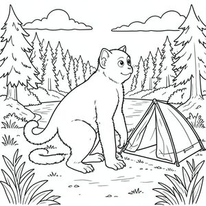 Độc lập, Linh trưởng đơn, Hai cánh tay, Hai chân, Một đuôi, Đúng giải phẫu, con mèo, Chi tiết, cảnh, Ngoài trời, Cắm trại, lều, hồ, phong cảnh, thực tế, Nghệ thuật đường, Độc thân, Đơn sắc, Phức tạp, kiệt tác, Bản vẽ, hình minh họa, và trắng, Không bóng, không màu, lý lịch, rừng, cây cối, Bầu trời, Ánh sáng mặt trời, bóng tối, chiều sâu, phối cảnh, Thành phần, tiêu điểm, chi tiết, kết cấu, trang màu, Nghệ thuật đường, Nền trắng Nhắc nhở tiêu cực: hai đầu,  hai đầu, đầu phụ, hai đuôi, đuôi phụ, hai thân cây, thân phụ, năm chân, thêm chân, ba chân, sáu chân, ba cánh, thêm cánh, đột biến, biến dạng, giải phẫu xấu, thừa chi, hợp nhất, dính liền, trùng lặp, nhiều động vật, nhiều đối tượng, bảng tính cách, xấu xí, bệnh hoạn, đột biến, biến dạng, tứ chi dị dạng, quá nhiều chân, quá nhiều đuôi