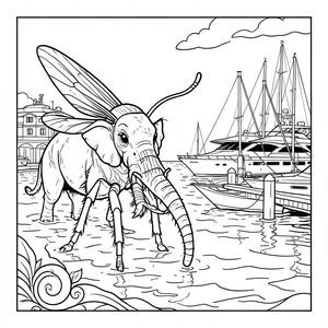 Độc thoại, Côn trùng đơn, Sáu chân, Đúng về mặt giải phẫu, Chi tiết, cảnh, Voi, Thực tế, Bến du thuyền, Bến tàu, Du thuyền, Nước, Phức tạp, Nghệ thuật đường nét, và trắng, Độc thân, kiệt tác, Art Nouveau, hình minh họa, Đơn sắc, Không có bóng, Không màu, Nội thất trắng, lý lịch, Chi tiết, phức tạp, phối cảnh, mạnh mẽ, Tiêu điểm, thanh lịch, hùng vĩ, trang màu, Nghệ thuật đường, Nền trắng Nhắc nhở tiêu cực: hai đầu, hai đầu, thêm đầu, hai đuôi,  đuôi phụ, hai thân cây, thân phụ, năm chân, chân phụ, ba chân, sáu chân, ba cánh, thêm cánh, đột biến, biến dạng, giải phẫu xấu, thừa chi, hợp nhất, dính liền nhau, trùng lặp, nhiều động vật, nhiều đối tượng, bảng tính cách, xấu xí, bệnh hoạn, đột biến, biến dạng, tứ chi dị dạng, quá nhiều chân, quá nhiều đuôi