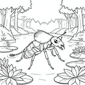 Độc lập, Côn trùng đơn, Sáu chân, Đúng về mặt giải phẫu, Sư tử, Chi tiết, cảnh, lý lịch, rừng, hồ, Miếng hoa loa kèn, Cây xa, Thực tế, Nghệ thuật đường nét, Đơn sắc, Không có bóng, không màu, kiệt tác, trang màu, nghệ thuật đường nét, nền trắng Nhắc nhở tiêu cực: hai đầu, hai đầu, thêm đầu, hai đuôi, thêm đuôi, hai thân cây, thêm thân cây, năm chân, thêm chân, ba chân, sáu chân,  ba cánh, thêm cánh, đột biến, biến dạng, giải phẫu xấu, thừa chi, hợp nhất, dính liền, trùng lặp, nhiều động vật, nhiều đối tượng, bảng nhân vật, xấu xí, bệnh hoạn, đột biến, biến dạng, tứ chi dị dạng, quá nhiều chân, quá nhiều đuôi