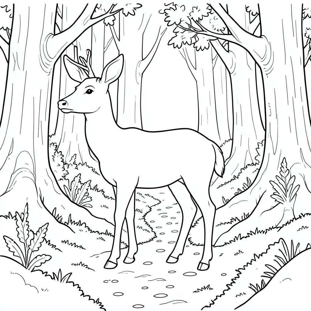 solo, động vật đơn, bốn chân, một đầu, một đuôi, đúng giải phẫu, hươu, đơn độc, đường rừng, mặt đất rêu phong, cây cổ thụ, ánh sáng mặt trời lốm đốm, chi tiết, thực tế, và trắng, nghệ thuật đường, hình minh họa, kiệt tác, trang màu, nghệ thuật đường, nền trắng Lời nhắc tiêu cực: hai đầu, hai đầu, thêm đầu, hai đuôi, thêm đuôi, hai thân cây, thêm thân cây, năm chân, thêm chân, ba chân,  sáu chân, ba cánh, thêm cánh, đột biến, biến dạng, giải phẫu xấu, thừa chi, hợp nhất, dính liền, trùng lặp, nhiều động vật, nhiều đối tượng, bảng tính cách, xấu xí, bệnh hoạn, đột biến, biến dạng, tứ chi dị dạng, quá nhiều chân, quá nhiều đuôi