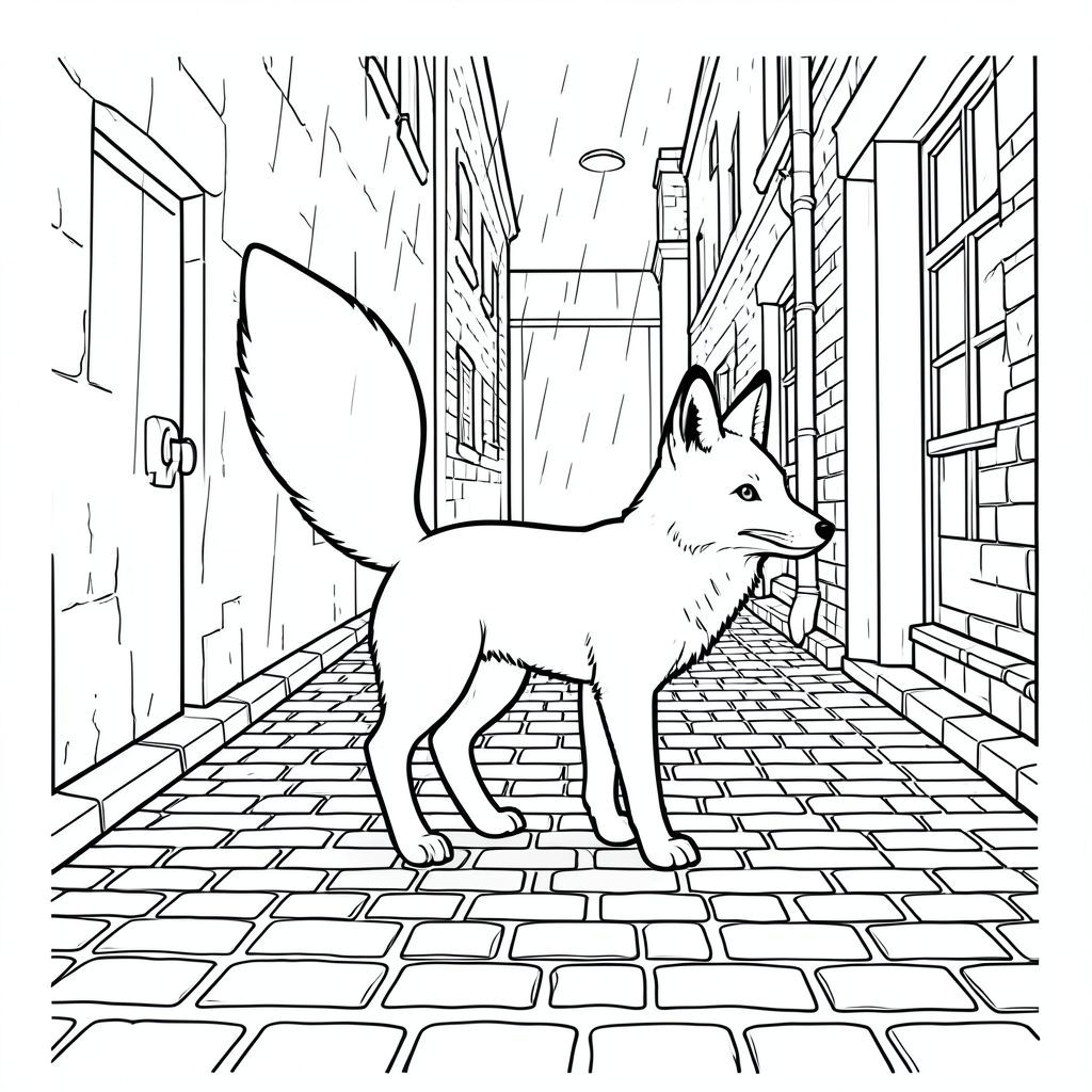 Độc mình, Động vật thủy sinh đơn, Một vây đuôi, Vây, Không có chân, Đúng giải phẫu, cáo, cô đơn, Con hẻm, Mưa, Đá cuội, , Chi tiết, Phức tạp, Nghệ thuật đường, Thang độ xám, Đơn sắc, Đô thị, đêm, bóng, phối cảnh, thực tế, chi tiết cao, trang màu, nghệ thuật đường, nền trắng Nhắc nhở tiêu cực: hai đầu, hai đầu, thêm đầu, hai đuôi, thêm đuôi, hai thân cây, thêm thân cây, năm chân, thêm chân,  ba chân, sáu chân, ba cánh, thêm cánh, đột biến, biến dạng, giải phẫu xấu, thừa chi, hợp nhất, dính liền nhau, trùng lặp, nhiều động vật, nhiều đối tượng, bảng tính cách, xấu xí, bệnh hoạn, đột biến, biến dạng, tứ chi dị dạng, quá nhiều chân, quá nhiều đuôi