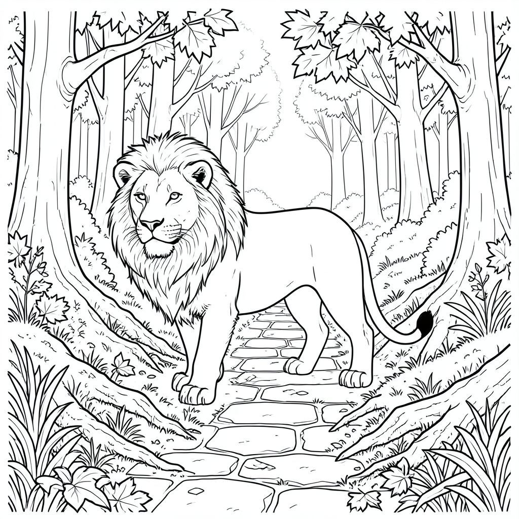 Độc lập, một con vật, bốn chân, một đầu, một đuôi, đúng giải phẫu, sư tử, lá, mùa thu, con đường, rừng, công viên, lá, đá, Phong hóa, Rễ, Rêu, Ánh sáng mặt trời, , chiều sâu, phối cảnh, chi tiết, Thực tế, Mở rộng, rộng, mở, Cỏ, Không đồng đều, Kết cấu, Rơi, Rải rác, ấm áp, Tắt tiếng, Mùa thu, Theo mùa, phong cảnh, Tán lá, tuyến tính, hình minh họa, Art Nouveau, một con sư tử, Chi tiết, kiệt tác, tinh khiết, Trang màu, Nghệ thuật đường, nền trắng,  trang màu, nghệ thuật đường nét, nền trắng, Lời nhắc tiêu cực: hai đầu, hai đầu, thêm đầu, hai đuôi, thêm đuôi, hai thân cây, thêm thân cây, năm chân, thêm chân, ba chân, sáu chân, ba cánh, thêm cánh, đột biến, biến dạng, giải phẫu xấu, thừa chi, hợp nhất, dính, trùng lặp, nhiều động vật, nhiều đối tượng, bảng nhân vật, xấu xí, bệnh hoạn, đột biến, biến dạng, chân tay dị dạng, quá nhiều chân,  quá nhiều đuôi