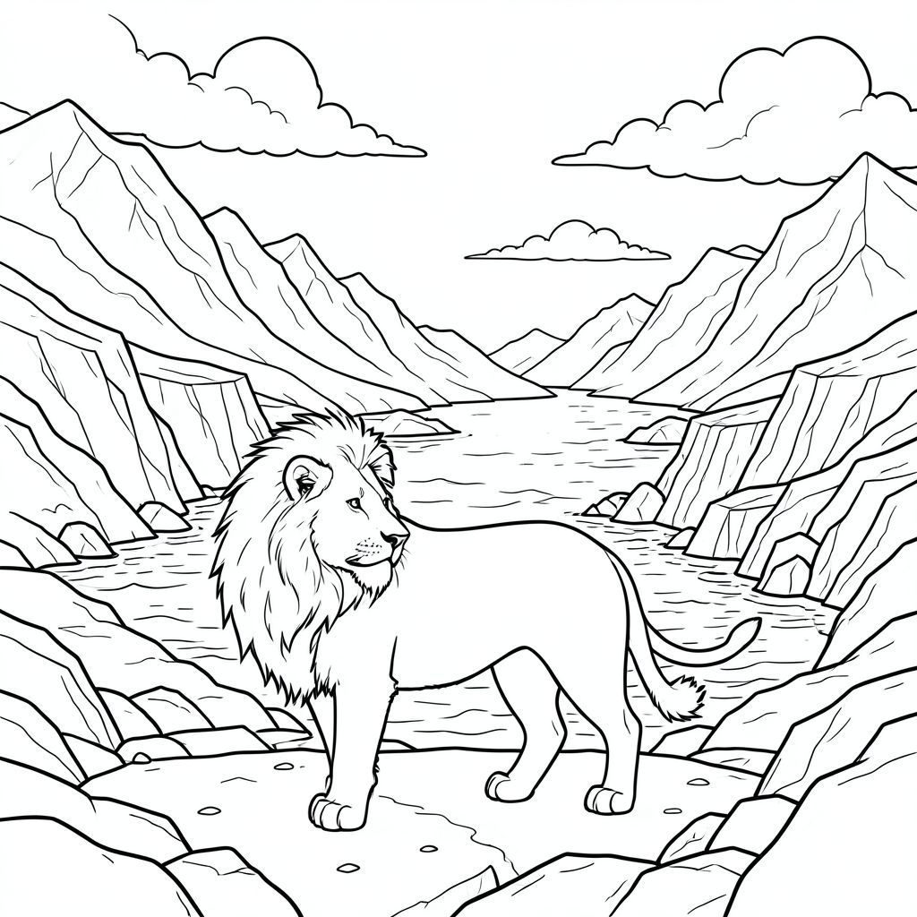 solo, động vật đơn, bốn chân, một đầu, một đuôi, đúng giải phẫu, sư tử, Vịnh hẹp, núi, Vách đá, Nước, , Toàn cảnh, , Mở rộng, , dốc, đá, Đường bờ biển, Ánh sáng mặt trời, những đám mây, độ sâu, phối cảnh, kết cấu, chi tiết, Thực tế, Tưởng tượng, nghệ thuật, hình minh họa, một con sư tử, Hình bóng, tiền cảnh, lý lịch, rộng lớn, Mở rộng, tự nhiên, phong cảnh, thanh thản, mát mẻ, , , Khí quyển, Chuyển động, Dòng nước, kết cấu,, Trang màu, Nghệ thuật đường, nền trắng, Trang tô màu, Nghệ thuật đường nét,  nền trắng, Lời nhắc tiêu cực: hai đầu, hai đầu, thêm đầu, hai đuôi, thêm đuôi, hai thân cây, thêm thân cây, năm chân, thêm chân, ba chân, sáu chân, ba cánh, thêm cánh, đột biến, biến dạng, giải phẫu xấu, thừa chi, hợp nhất, dính liền nhau, trùng lặp, nhiều động vật, nhiều đối tượng, bảng nhân vật, xấu xí, bệnh hoạn, đột biến, biến dạng, tứ chi dị dạng, quá nhiều chân, quá nhiều đuôi