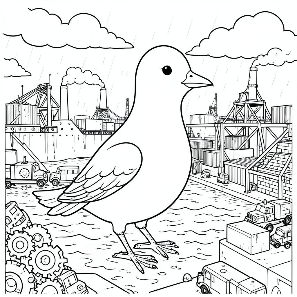 Solo, một con chim, Hai chân, Hai cánh, Một mỏ, Đúng giải phẫu, thú vật, Công nghiệp, Bến cảng, Bến tàu, Tàu chở hàng, Container, kim loại, Đinh tán, Bánh răng, hơi nước, Sương mù, mưa, u ám, , Bê tông, Gạch, , , Sự phản chiếu, Đánh bóng, ướt, Dầu, , Rộng lớn, Mở rộng, Đông đúc, phong trào, Xe, Động cơ, Gió, Sóng, Bầu trời, Đám mây, Cấu trúc kim loại, Xếp lớp, chiều sâu, phối cảnh, Đơn sắc, Thang độ xám, hình minh họa,, Trang màu, Nghệ thuật đường, nền trắng, Trang màu,  nghệ thuật đường nét, nền trắng, Lời nhắc tiêu cực: hai đầu, hai đầu, thêm đầu, hai đuôi, thêm đuôi, hai thân cây, thêm thân cây, năm chân, thêm chân, ba chân, sáu chân, ba cánh, thêm cánh, đột biến, biến dạng, giải phẫu xấu, thừa chi, hợp nhất, dính liền nhau, trùng lặp, nhiều động vật, nhiều đối tượng, bảng nhân vật, xấu xí, bệnh hoạn, đột biến, biến dạng, tứ chi dị dạng, quá nhiều chân,  quá nhiều đuôi