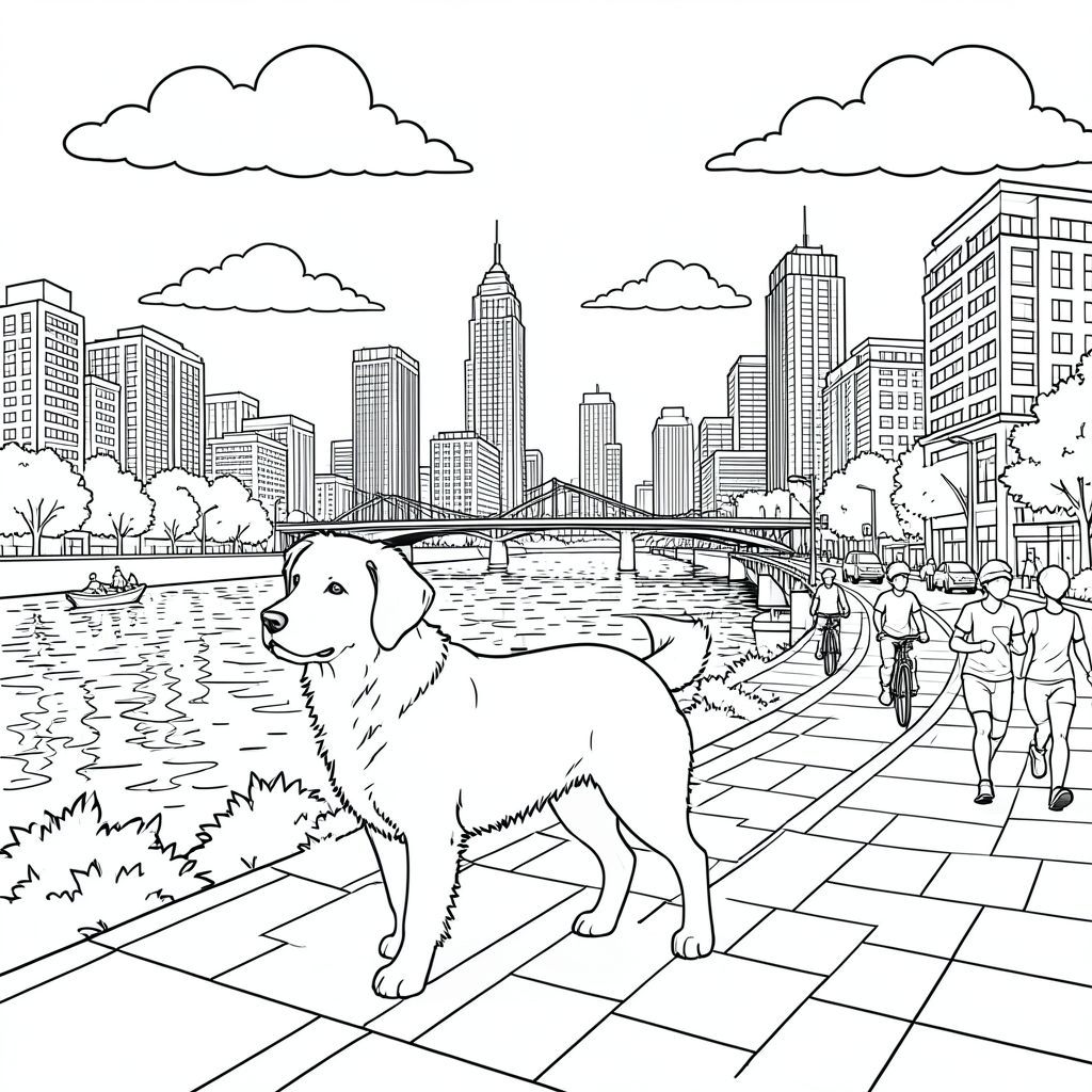 solo, (động vật đơn: 1.3), (bốn chân: 1.3), (một đầu: 1.3), (một đuôi: 1.2), (đúng giải phẫu: 1.4),, thành phố, sông, bờ sông, toàn cảnh, xem, Hiện đại, Tòa nhà, Tòa nhà chọc trời, cầu, giao thông, Xe cộ, Người đi bộ, Người chạy bộ, Người đi xe đạp, con đường, Vỉa hè, đường phố, Vỉa hè, Bầu trời, Đám mây, Ánh sáng mặt trời, , Sự phản chiếu, Phản chiếu, Chuyển động, mờ, chiều sâu, phối cảnh, chi tiết, Thực tế, 3d, , Đô thị, phong cảnh, Thành phần, tiêu điểm, lý lịch, khí quyển, Tâm trạng, Trang tô màu,  Nghệ thuật đường nét, nền trắng, trang màu, nghệ thuật đường nét, nền trắng, (solo: 1.3), (chủ đề đơn: 1.2), (đúng giải phẫu: 1.4), (giải phẫu hoàn hảo: 1.3), (tỷ lệ chính xác: 1.2)