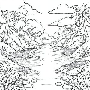 solo, (động vật đơn: 1.3), (bốn chân: 1.3), (một đầu: 1.3), (một đuôi: 1.2), (đúng giải phẫu: 1.4), chó, Sông, nước, , ánh sáng mặt trời, , rêu, đá, cây, tán lá, dày đặc, , , điềm tĩnh, yên bình, thanh thản, nhiệt đới, ấm áp, ướt, bùn, ngân hàng, cá sấu, phơi nắng, , , phản chiếu, gợn sóng, hoa súng, mịn, đá, lũa, mây, bầu trời, , tự nhiên, phong cảnh, rộng, mở rộng, chiều sâu, phối cảnh, trang màu, nghệ thuật đường, nền trắng,  trang màu, nghệ thuật đường nét, nền trắng, (solo: 1.3), (chủ đề đơn: 1.2), (đúng giải phẫu: 1.4), (giải phẫu hoàn hảo: 1.3), (tỷ lệ chính xác: 1.2)