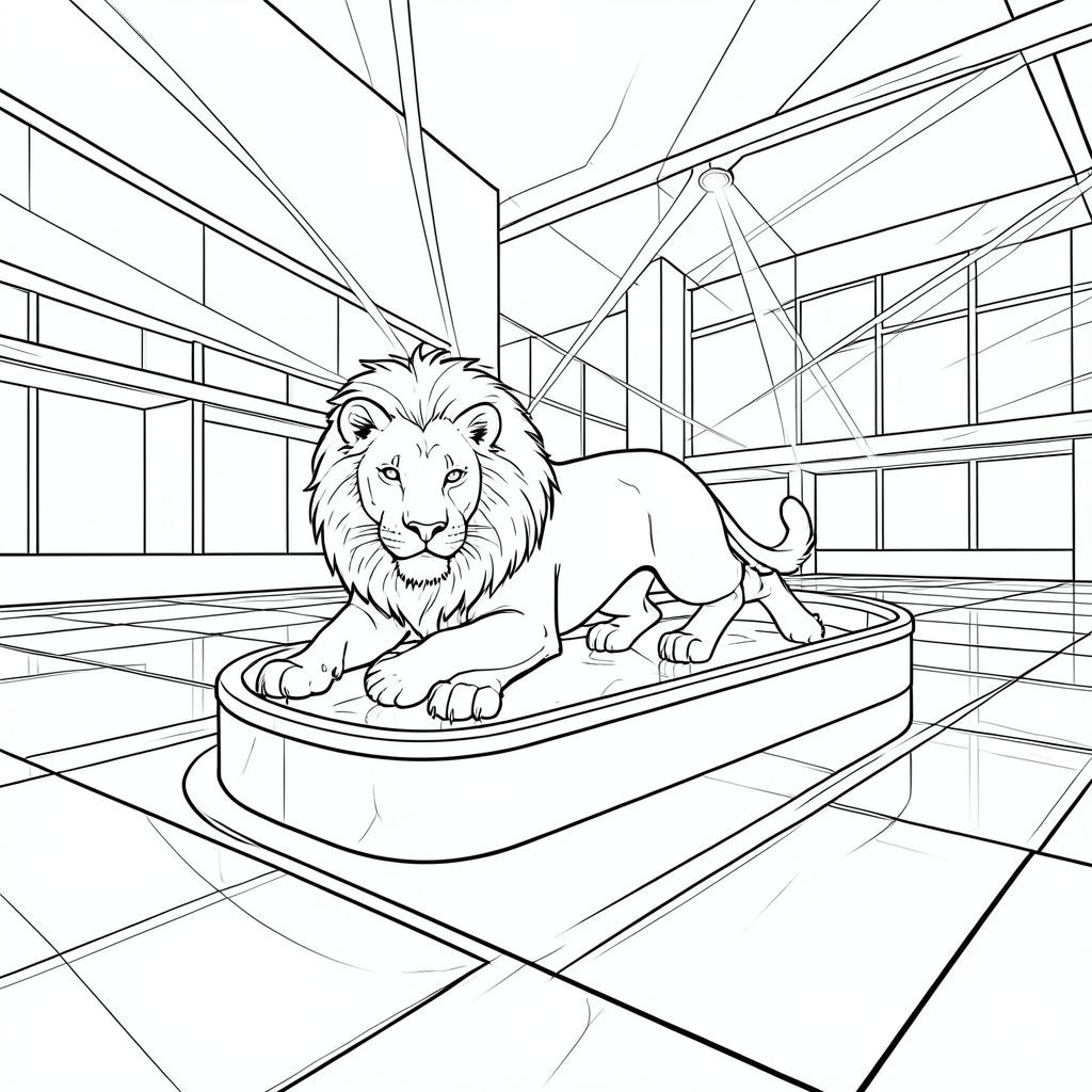 Solo, (động vật đơn: 1.3), (bốn chân: 1.3), (một đầu: 1.3), (một đuôi: 1.2), (đúng giải phẫu: 1.4), sư tử, sân lăn, đèn, đèn, phản chiếu, sàn đánh bóng, bề mặt kim loại, bê tông, ngoài trời, mở rộng, không gian mở rộng, chuyển động mờ, năng động, , mẫu hình học, cách điệu, tương lai, đô thị, ban đêm, quy mô lớn, phản chiếu, chùm tia, kim loại đánh bóng, tràn đầy năng lượng, độ tương phản cao, tiêu điểm sắc nét, đường nét sạch sẽ, tối giản, hiện đại, tầm nhìn mở rộng,  góc rộng,, trang màu, nghệ thuật đường nét, nền trắng, trang màu, nghệ thuật đường nét, nền trắng, (solo: 1.3), (chủ đề đơn: 1.2), (đúng giải phẫu: 1.4), (giải phẫu hoàn hảo: 1.3), (tỷ lệ chính xác: 1.2)