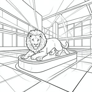 Solo, (động vật đơn: 1.3), (bốn chân: 1.3), (một đầu: 1.3), (một đuôi: 1.2), (đúng giải phẫu: 1.4), sư tử, sân lăn, đèn, đèn, phản chiếu, sàn đánh bóng, bề mặt kim loại, bê tông, ngoài trời, mở rộng, không gian mở rộng, chuyển động mờ, năng động, , mẫu hình học, cách điệu, tương lai, đô thị, ban đêm, quy mô lớn, phản chiếu, chùm tia, kim loại đánh bóng, tràn đầy năng lượng, độ tương phản cao, tiêu điểm sắc nét, đường nét sạch sẽ, tối giản, hiện đại, tầm nhìn mở rộng,  góc rộng,, trang màu, nghệ thuật đường nét, nền trắng, trang màu, nghệ thuật đường nét, nền trắng, (solo: 1.3), (chủ đề đơn: 1.2), (đúng giải phẫu: 1.4), (giải phẫu hoàn hảo: 1.3), (tỷ lệ chính xác: 1.2)