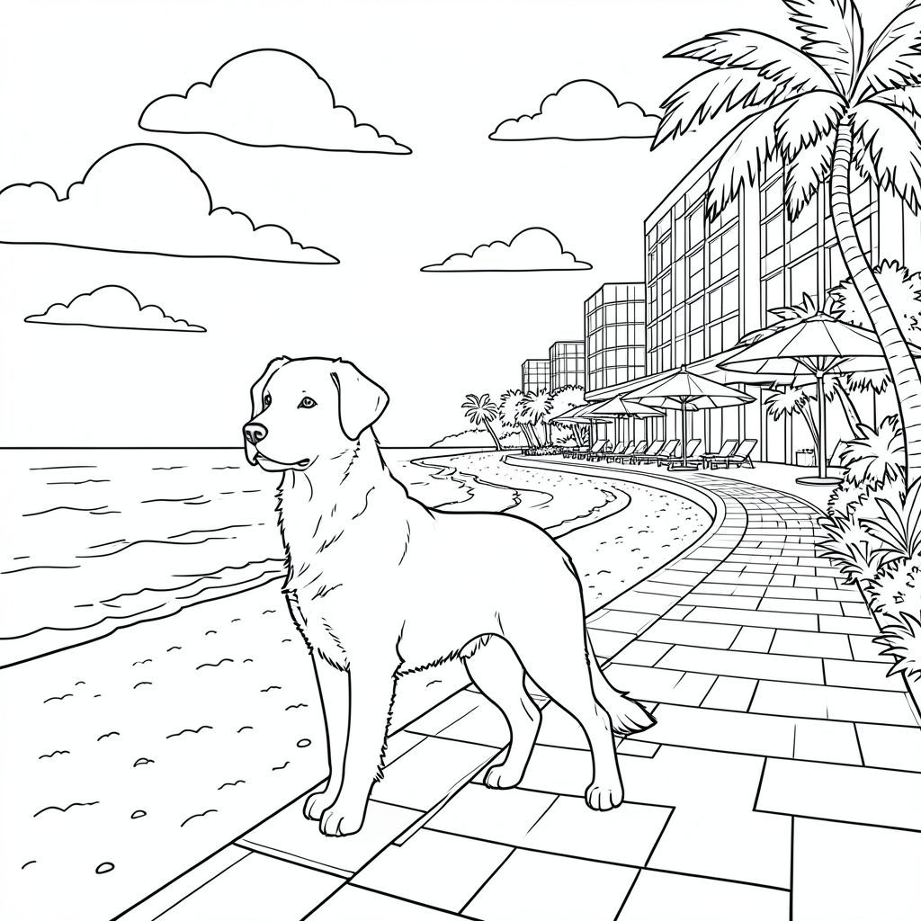 solo, (động vật đơn: 1.3), (bốn chân: 1.3), (một đầu: 1.3), (một đuôi: 1.2), (đúng giải phẫu: 1.4),, Bãi biển, bờ biển, khách sạn, dải, hồ bơi, ô, ánh sáng mặt trời, bầu trời, đại dương, sóng, cát, bờ biển, kiến trúc, các tòa nhà, Hiện đại, kính, phản chiếu, , , ấm áp, , kết cấu, mịn, đánh bóng, bê tông, Thợ lát, con đường, vỉa hè, cây xanh, tán lá, cây cối, lòng bàn tay, ô, bóng râm, mây, đường chân trời, toàn cảnh, góc rộng, độ sâu, trang màu,  Nghệ thuật đường nét, nền trắng, trang màu, nghệ thuật đường nét, nền trắng, (solo: 1.3), (chủ đề đơn: 1.2), (đúng giải phẫu: 1.4), (giải phẫu hoàn hảo: 1.3), (tỷ lệ chính xác: 1.2)