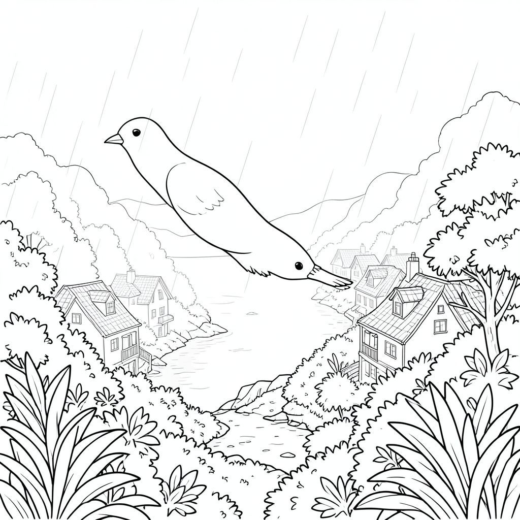 Solo, (một chim: 1.3), (hai chân: 1.2), (hai cánh: 1.2), (một mỏ: 1.2), (đúng giải phẫu: 1.4), (chim: 1.5), sương mù, thị trấn ven biển, mái nhà, ngọn cây, thảm thực vật rậm rạp, u ám, đơn sắc, mưa, sương mù, khí quyển, siêu thực, phối cảnh, độ sâu, mờ, xa, trang màu, nghệ thuật đường nét, nền trắng, (solo: 1.3), (đối tượng đơn: 1.2), (đúng giải phẫu: 1.4), (giải phẫu hoàn hảo: 1.3), (tỷ lệ chính xác: 1.2)