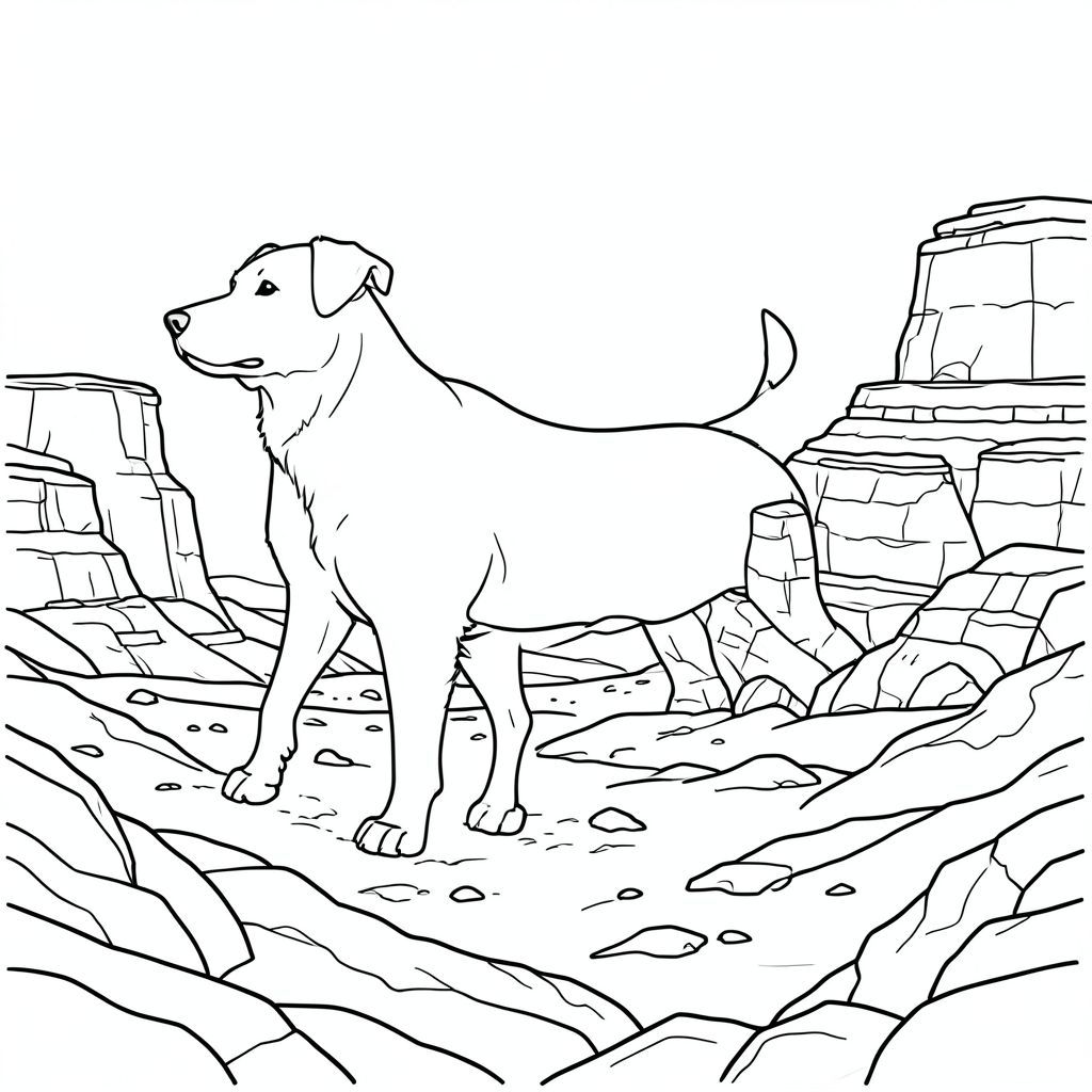 solo, (động vật đơn: 1.3), (bốn chân: 1.3), (một đầu: 1.3), (một đuôi: 1.2), (đúng giải phẫu: 1.4), (chó: 1.5), Cao nguyên đá, rộng lớn, hoang vắng, đá, đồng bằng, đỉnh bằng, sa mạc, phong cảnh, địa hình, ánh sáng mặt trời, khắc nghiệt, đơn sắc và trắng, nghệ thuật đường nét, minh họa, trang màu, nghệ thuật đường nét, nền trắng, (solo: 1.3), (chủ đề đơn: 1.2), (đúng giải phẫu: 1.4), (giải phẫu hoàn hảo: 1.3), (tỷ lệ chính xác: 1.2)