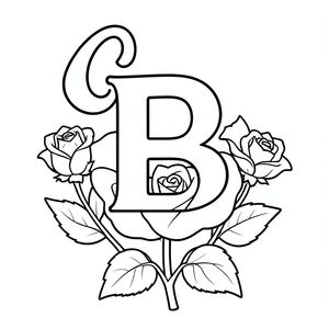 Chữ B trang trí hoa hồng