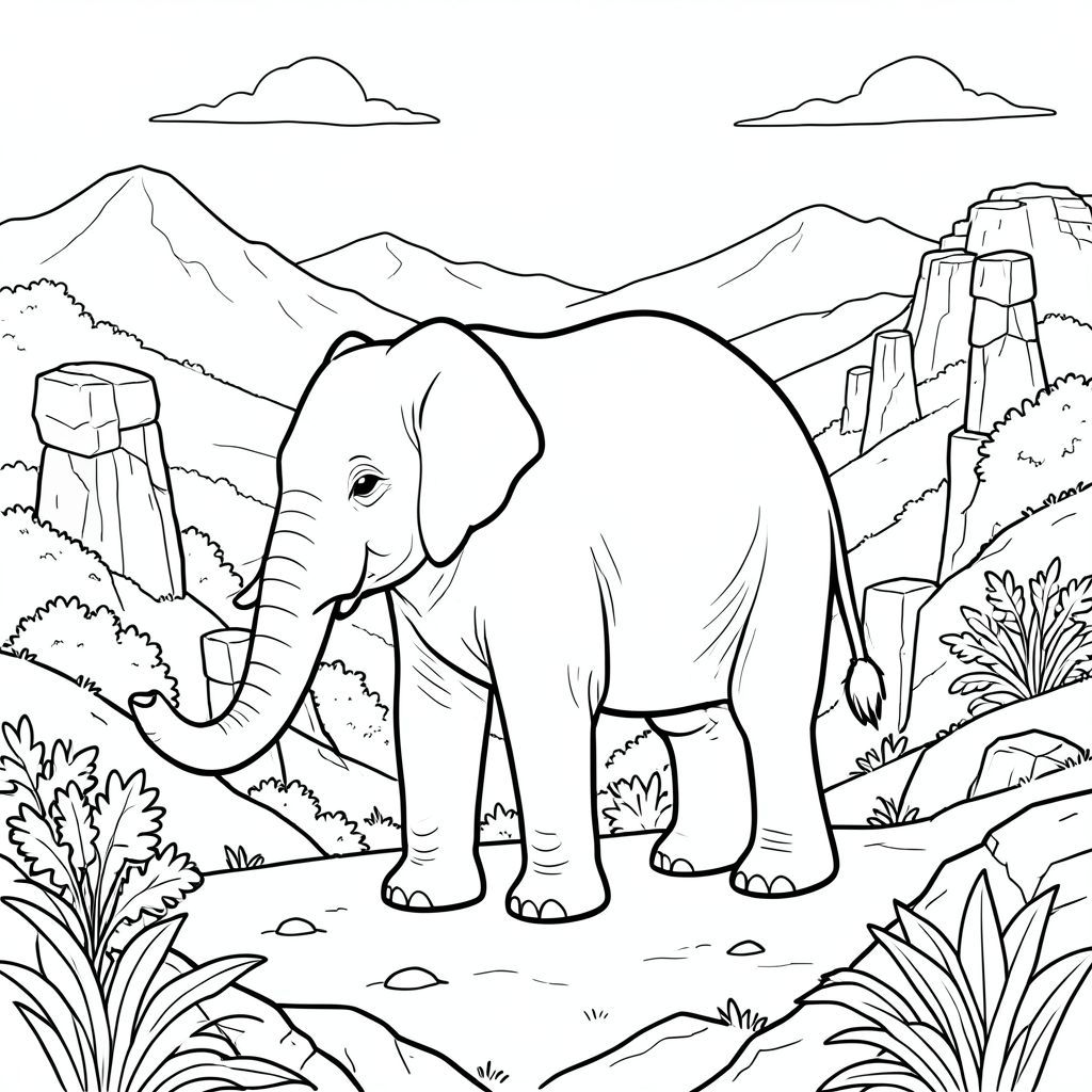 solo, một con voi, một thân cây, bốn chân, hai tai lớn, một đuôi, đúng về mặt giải phẫu, voi, phong cảnh Karst, trụ đá vôi, thảm thực vật, đồi thoai thoải, địa hình đá, ánh sáng mặt trời, phối cảnh khí quyển, những ngọn núi xa xôi, tầm nhìn mở rộng, sự hình thành tự nhiên, trang màu, nghệ thuật đường, nền trắng, solo, chủ đề đơn, đúng giải phẫu, giải phẫu hoàn hảo