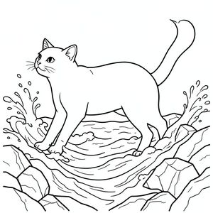 solo, chủ đề đơn, bốn chân, một đầu, một đuôi, đúng giải phẫu, con mèo, sóng, bờ đá, Nước, Sóng vỗ, Đá lởm chởm, Đá phong hóa, Biển hỗn loạn, phun, bọt, Ánh sáng mặt trời, Trang màu, Nghệ thuật đường, nền trắng, Solo, chủ đề đơn, Đúng giải phẫu, Giải phẫu hoàn hảo