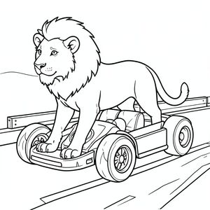 solo, chủ đề đơn, bốn chân, một đầu, một đuôi, đúng giải phẫu, sư tử, Theo dõi, go-kart, lốp xe, rào cản, nhựa đường, kim loại, nắng, mở rộng, Hiện đại, ngoài trời, trang màu, nghệ thuật đường nét, nền trắng, solo, chủ đề đơn, đúng giải phẫu, giải phẫu hoàn hảo