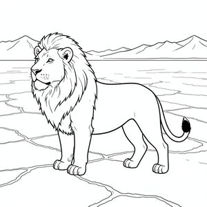 solo, chủ đề đơn, bốn chân, một đầu, một đuôi, đúng giải phẫu, sư tử, muối rộng lớn phẳng, trắng, bằng phẳng, núi, xa, hoang vắng, mở rộng, rộng, đường chân trời, trang màu, nghệ thuật đường nét, nền trắng, solo, chủ đề đơn, đúng giải phẫu, giải phẫu hoàn hảo