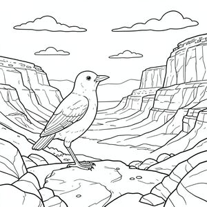 solo, một con chim, hai chân, hai cánh, một mỏ, chính xác về mặt giải phẫu, chim, Grand Canyon, đá, Bầu trời, phong cảnh rộng lớn, sa mạc, Ánh sáng mặt trời, phối cảnh, độ sâu, chi tiết, thực tế, trang màu, nghệ thuật đường, nền trắng, Solo, chủ đề đơn, chính xác về mặt giải phẫu, giải phẫu hoàn hảo