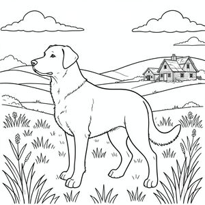 solo, chủ đề đơn, bốn chân, một cái đầu, một cái đuôi, đúng về mặt giải phẫu,, đồng cỏ rộng lớn, không gian mở, những ngọn đồi thoai thoải, trang trại xa, các tòa nhà bị phong hóa, cánh đồng ánh nắng, bầu trời, những đám mây, ấm áp, giờ, trang màu, nghệ thuật đường, nền trắng, solo, chủ đề đơn, chính xác về mặt giải phẫu, giải phẫu hoàn hảo