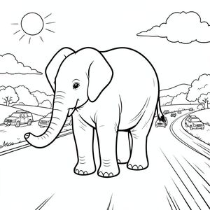 Độc lập, một con voi, một thân cây, bốn chân, hai tai lớn, một đuôi, đúng về mặt giải phẫu, voi, đường rộng, nông thôn, mở rộng, nắng, không gian mở, giao thông, Xe, mờ, Chuyển động, tốc độ, trang màu, nghệ thuật đường, nền trắng, Solo, chủ đề đơn, chính xác về mặt giải phẫu, giải phẫu hoàn hảo