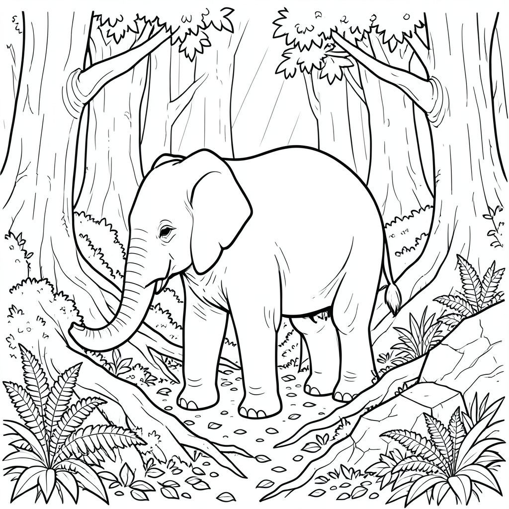 solo, một con voi, một thân cây, bốn chân, hai tai lớn, một đuôi, đúng về mặt giải phẫu, voi, rêu dày đặc, cây cổ thụ, rễ khổng lồ, lọc ánh sáng mặt trời, không khí ẩm, rác lá, dương xỉ, dây leo, thành tạo đá, đá phong hóa, trang màu, nghệ thuật đường, nền trắng, solo, chủ đề đơn, đúng giải phẫu, giải phẫu hoàn hảo