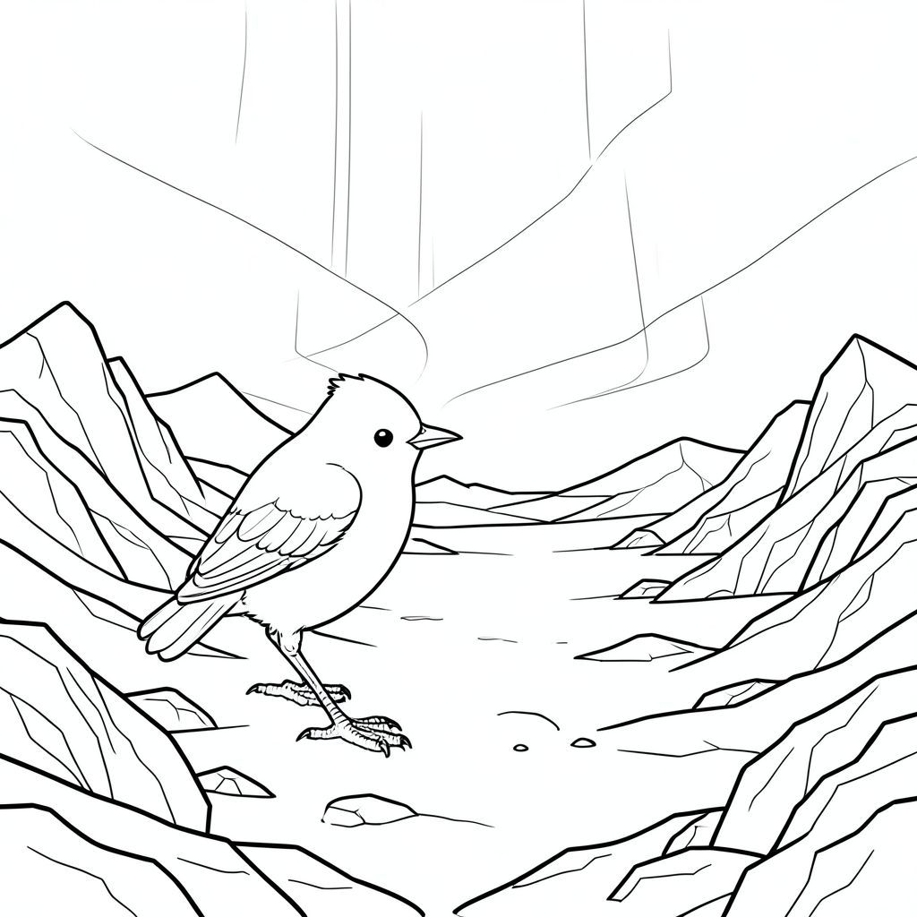 solo, một con chim, hai chân, hai cánh, một mỏ, chính xác về mặt giải phẫu, chim, Lãnh nguyên đóng băng, sự hình thành băng, băng lấp lánh, cực quang, tuyết, rộng lớn, phong cảnh hoang vắng, địa hình đá, độ cao cao, phối cảnh khí quyển, trang màu, nghệ thuật đường, nền trắng, solo, chủ đề đơn, đúng giải phẫu, giải phẫu hoàn hảo