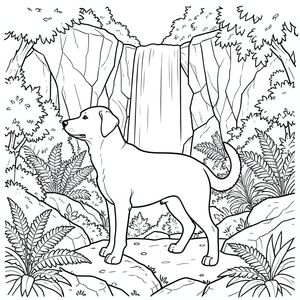 solo, chủ đề đơn, bốn chân, một đầu, một đuôi, đúng về mặt giải phẫu,, vách đá tuyệt đối, thác nước xếp tầng, tán lá rậm rạp, đá phủ rêu, rừng dương xỉ, địa hình đá, môi trường thực tế, kết cấu chi tiết, nền phức tạp, nội thất trắng, trang màu, nghệ thuật đường, nền trắng, solo, chủ đề đơn, chính xác về mặt giải phẫu, giải phẫu hoàn hảo