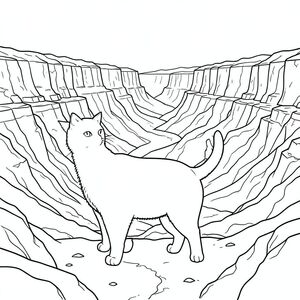 Độc thoại, chủ đề đơn, bốn chân, một đầu, một đuôi, chính xác về mặt giải phẫu, con mèo, hẻm núi rộng lớn, Lớp đá trầm tích, Sự hình thành địa chất, Vách đá nhiều lớp, Khung cảnh mở rộng, Phong cảnh khô cằn, Môi trường sa mạc, Địa hình bị xói mòn, Chi tiết intrie, Kết xuất thực tế, Trang màu, Nghệ thuật đường, nền trắng, Solo, chủ đề đơn, Đúng giải phẫu, Giải phẫu hoàn hảo