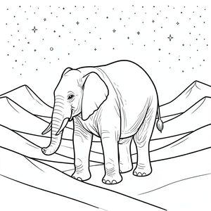 Độc lập, một con voi, một thân cây, bốn chân, hai tai lớn, một đuôi, đúng về mặt giải phẫu, voi, sa mạc rộng lớn, cồn cát cao chót vót, bầu trời đầy sao, môi trường chi tiết, thực tế, Mở rộng, Cảnh đêm, Cồn cát, Phối cảnh khí quyển, Độ dốc tinh tế, Trang màu, Nghệ thuật đường nét, nền trắng, Solo, chủ đề đơn, Đúng giải phẫu, Giải phẫu hoàn hảo