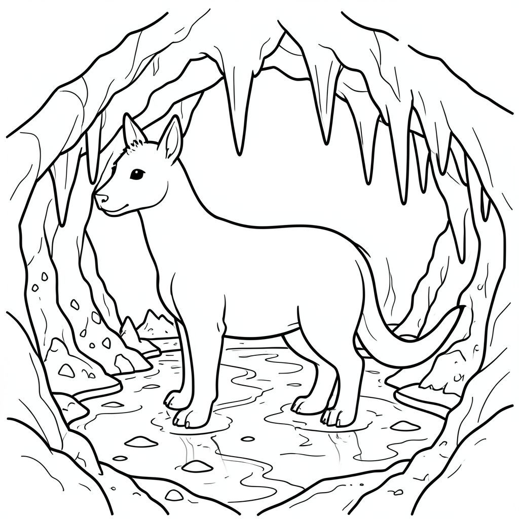 solo, chủ đề đơn, bốn chân, một đầu, một đuôi, đúng về mặt giải phẫu, thú vật, hang động, phát quang sinh học, nhũ đá, hồ bơi ngầm, hang động, thành tạo đá, ngầm, trầm tích khoáng sản, nước nhỏ giọt, bề mặt phản chiếu, trang màu, nghệ thuật đường, nền trắng, solo, chủ đề đơn, chính xác về mặt giải phẫu, giải phẫu hoàn hảo