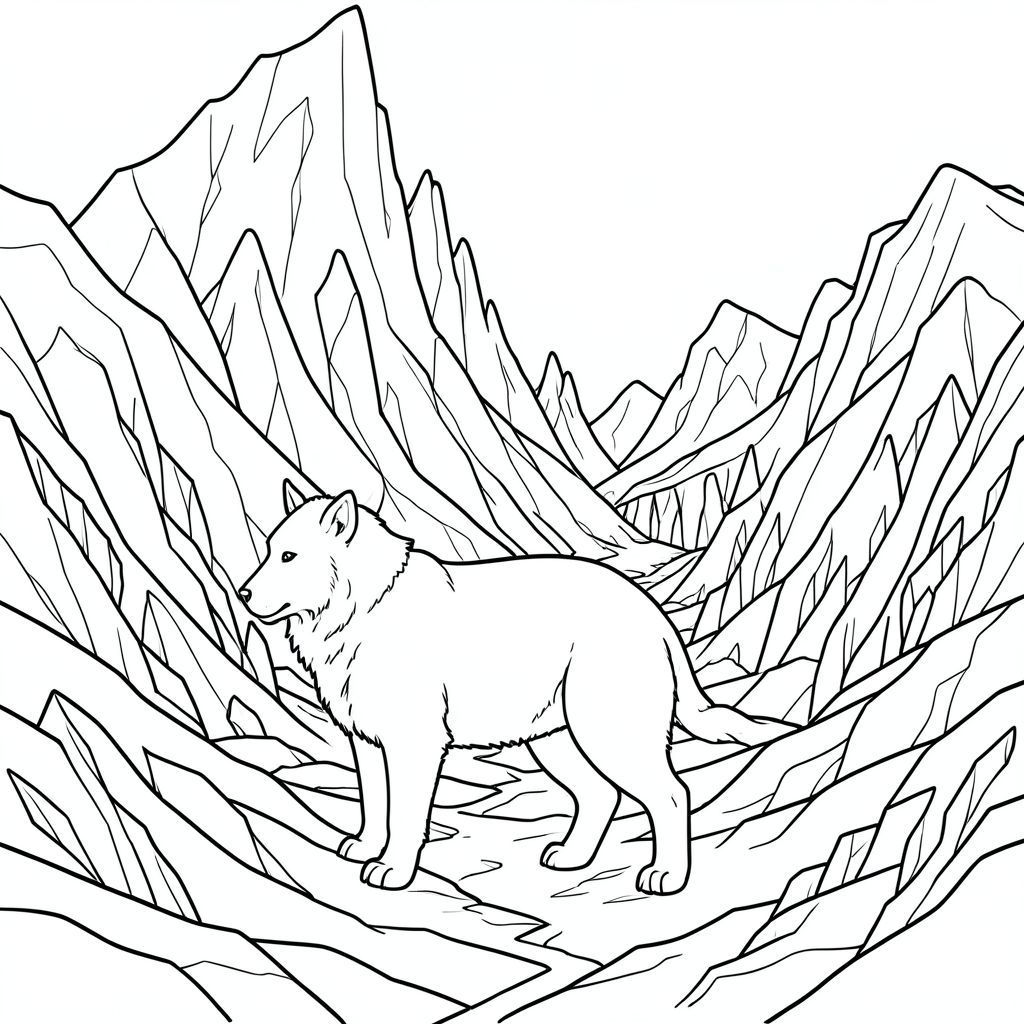 solo, chủ đề đơn, bốn chân, một đầu, một đuôi, đúng về mặt giải phẫu, thú vật, sông băng cao chót vót, thung lũng, băng, hang băng, phong cảnh đóng băng, địa hình băng hà, rộng lớn, môi trường lạnh, sự hình thành băng phức tạp, cấu trúc tinh thể, trang màu, nghệ thuật đường, nền trắng, solo, chủ đề đơn, đúng giải phẫu, giải phẫu hoàn hảo