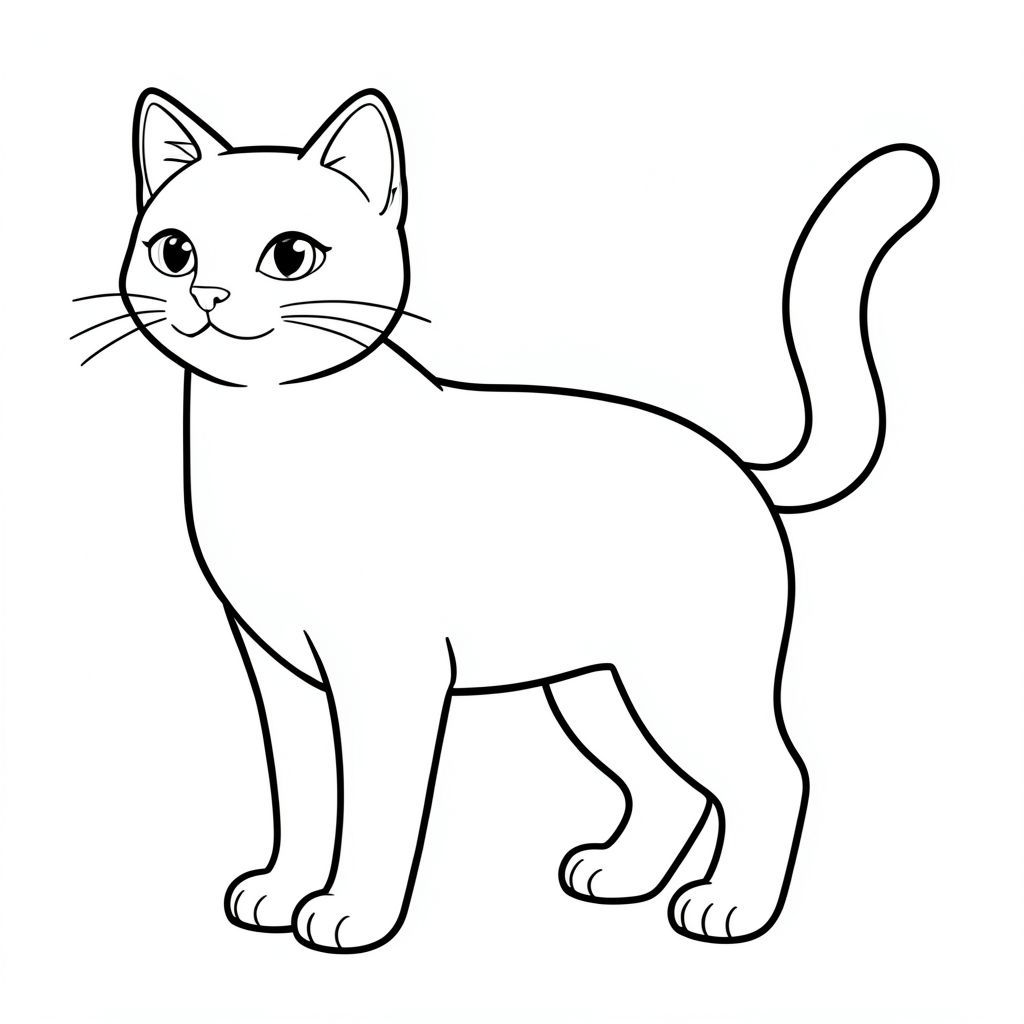 solo, chủ đề đơn, bốn chân, một đầu, một đuôi, đúng về mặt giải phẫu, con mèo, , trang màu, nghệ thuật đường nét, nền trắng, solo, chủ đề đơn, đúng về mặt giải phẫu, giải phẫu hoàn hảo