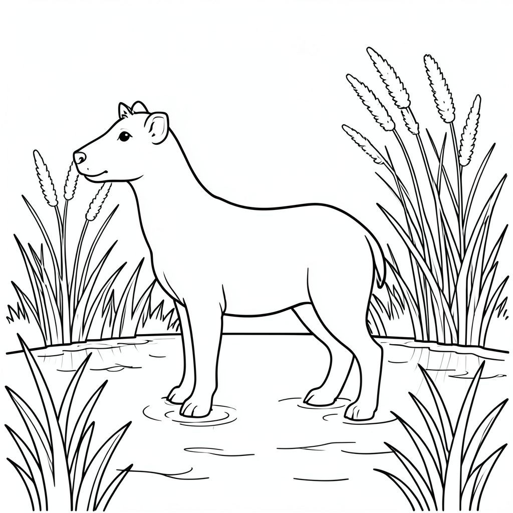 solo, chủ đề đơn, bốn chân, một đầu, một đuôi, đúng về mặt giải phẫu, thú vật, Lau sậy, bờ sông, Nước, ánh sáng mặt trời, điềm tĩnh, yên bình, yên tĩnh, đơn giản, sạch sẽ, cỏ, trang màu, nghệ thuật đường, nền trắng, solo, chủ đề đơn, đúng về mặt giải phẫu, giải phẫu hoàn hảo