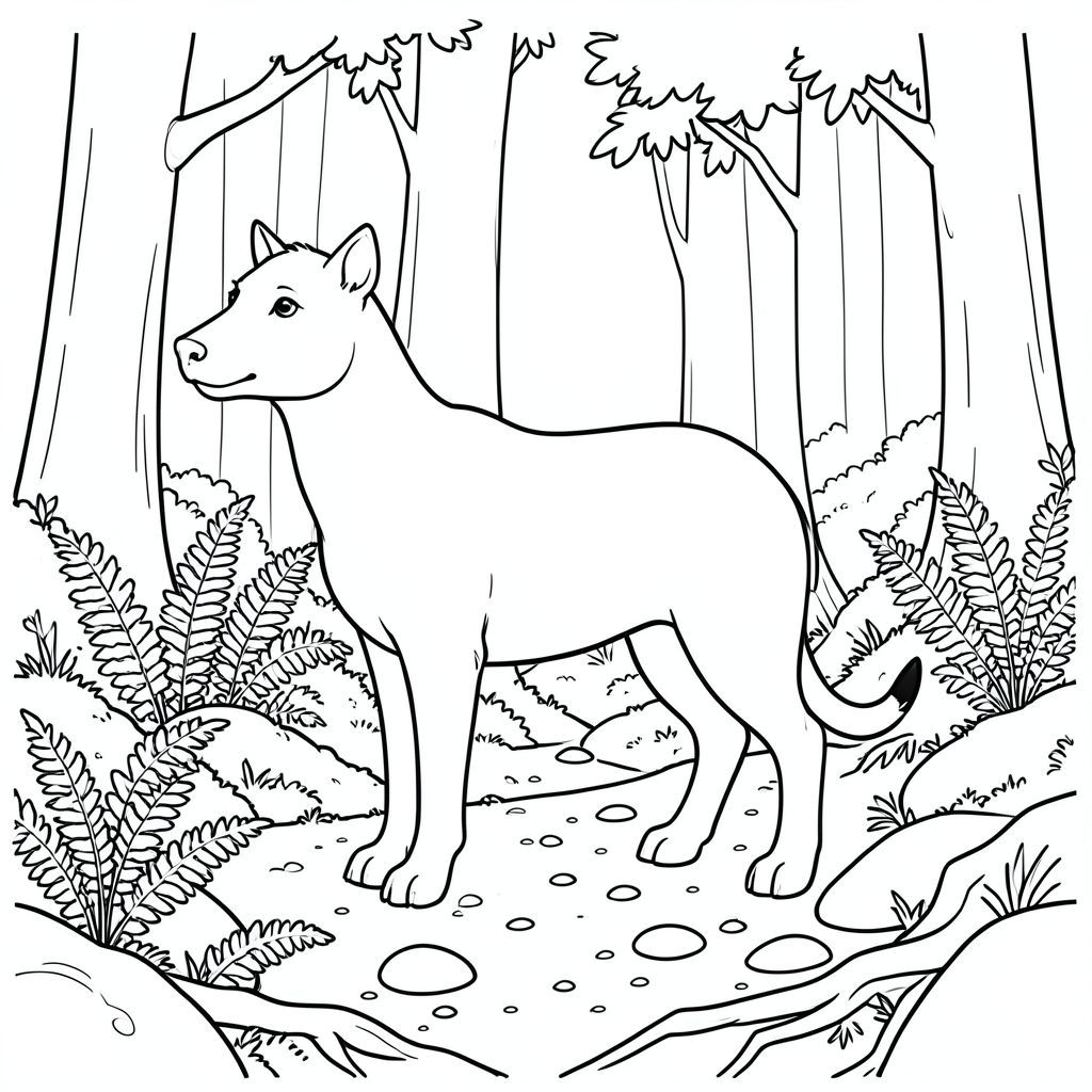 solo, chủ đề đơn, bốn chân, một đầu, một đuôi, đúng giải phẫu, thú vật, Dương xỉ, rêu, rừng, yên tĩnh, yên bình, mờ mịt, ánh sáng mặt trời lốm đốm, đá mịn, đất ướt, rễ, trang màu, nghệ thuật đường, nền trắng, solo, chủ đề đơn, chính xác về mặt giải phẫu, giải phẫu hoàn hảo