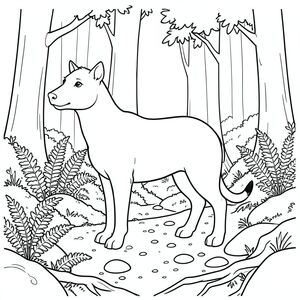 solo, chủ đề đơn, bốn chân, một đầu, một đuôi, đúng giải phẫu, thú vật, Dương xỉ, rêu, rừng, yên tĩnh, yên bình, mờ mịt, ánh sáng mặt trời lốm đốm, đá mịn, đất ướt, rễ, trang màu, nghệ thuật đường, nền trắng, solo, chủ đề đơn, chính xác về mặt giải phẫu, giải phẫu hoàn hảo