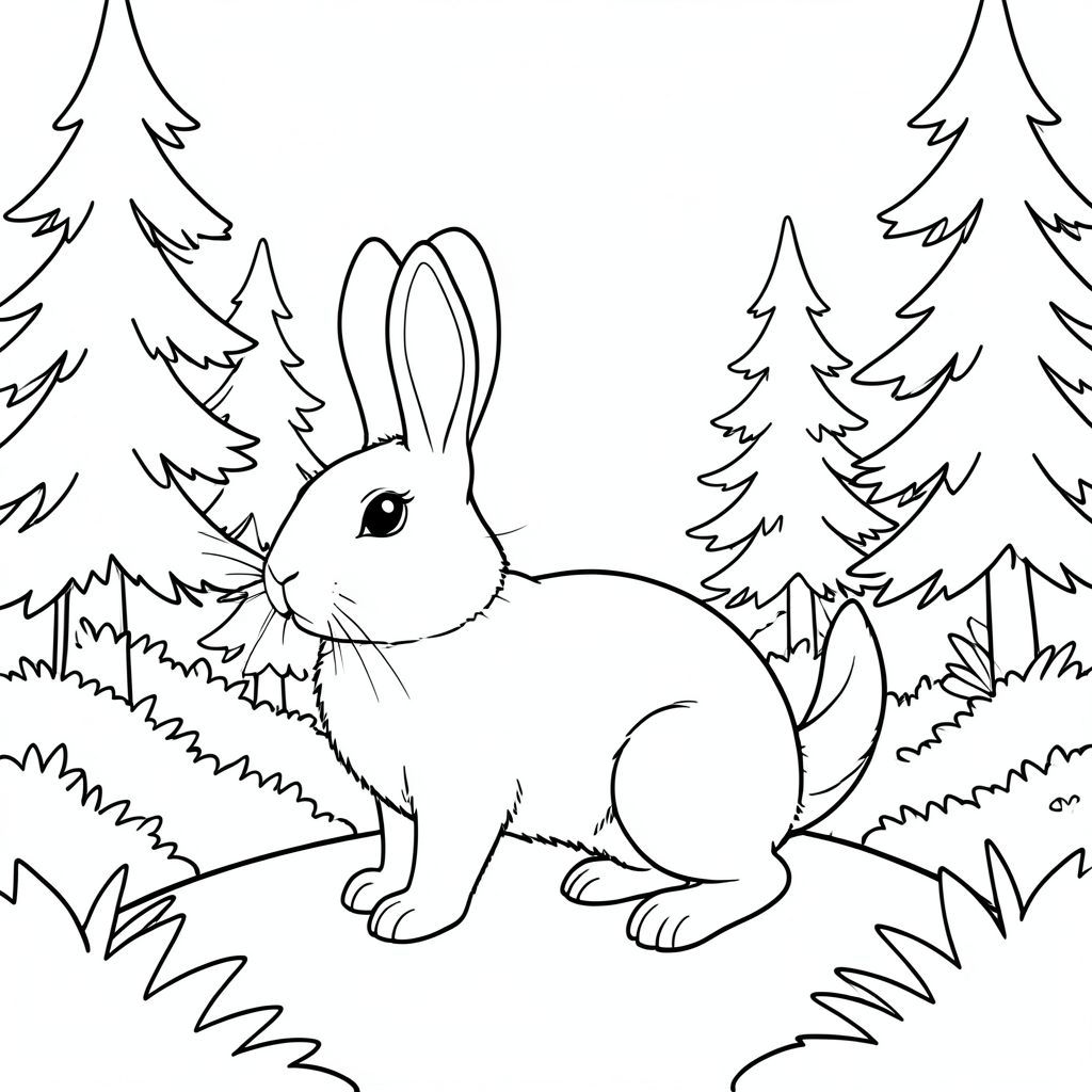 solo, chủ đề đơn, bốn chân, một đầu, một đuôi, đúng giải phẫu, thỏ, đường rừng, cây thông, cây cao, nền đơn giản, môi trường sạch sẽ, rừng cây, tán lá, ánh sáng mặt trời, bầu trời quang đãng, bầu trời, trang màu, nghệ thuật đường, nền trắng, solo, chủ đề đơn, đúng giải phẫu, giải phẫu hoàn hảo