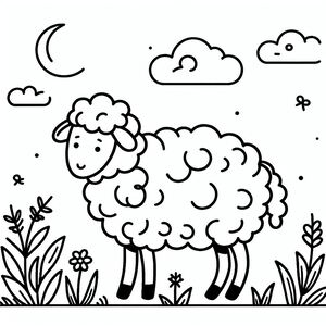 A black and white sheep standing in the grass